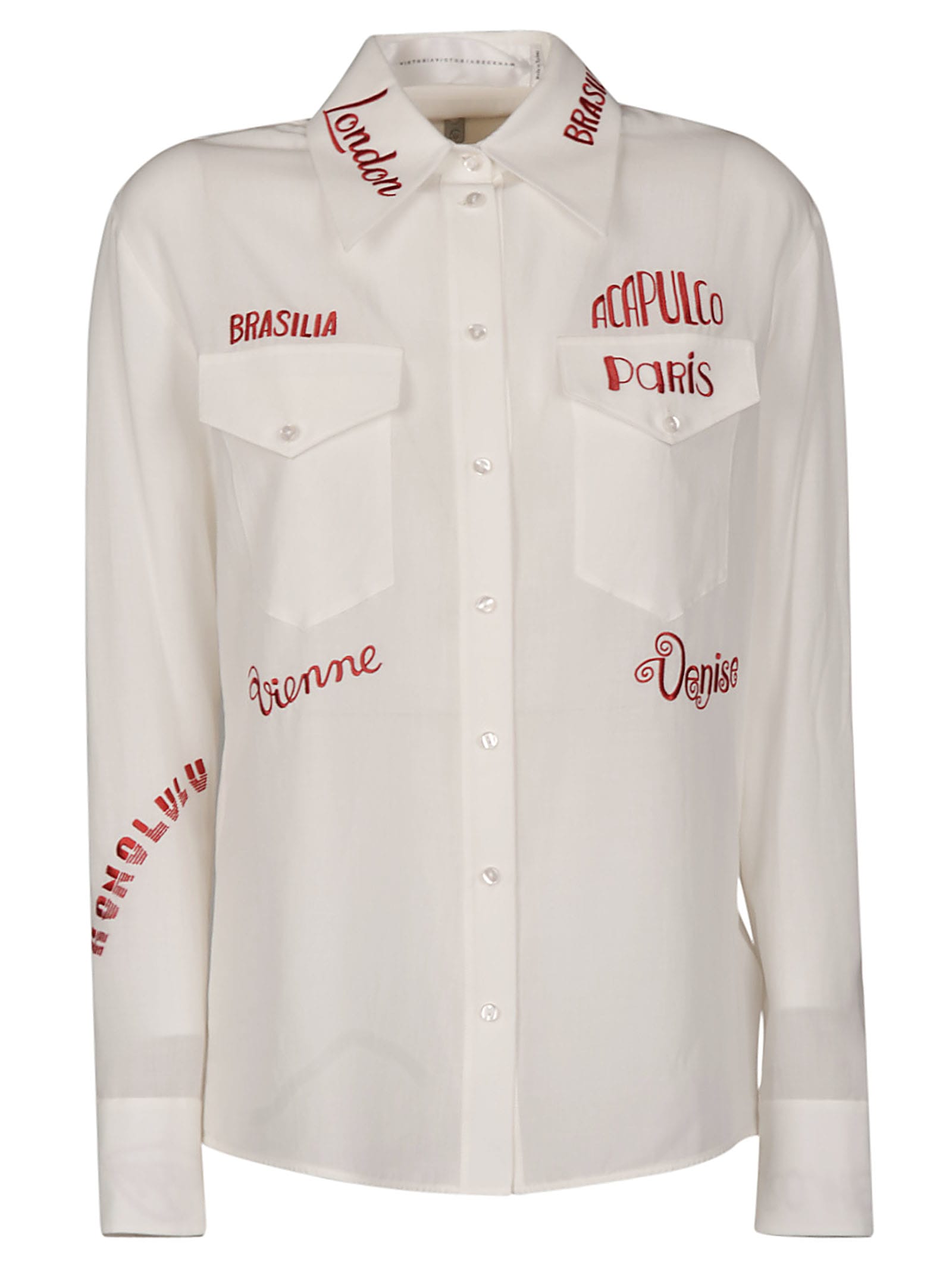 Victoria Beckham Cotton Viscose Blend Printed Shirt In White