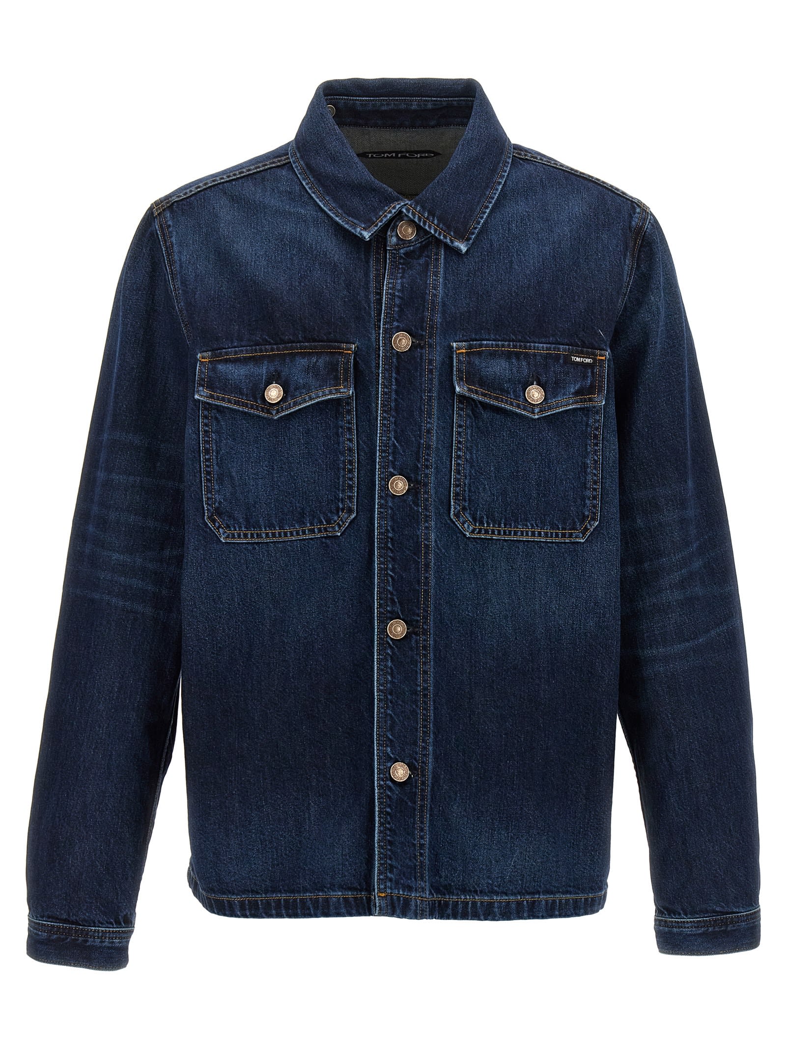 Shop Tom Ford Denim Shirt In Blue