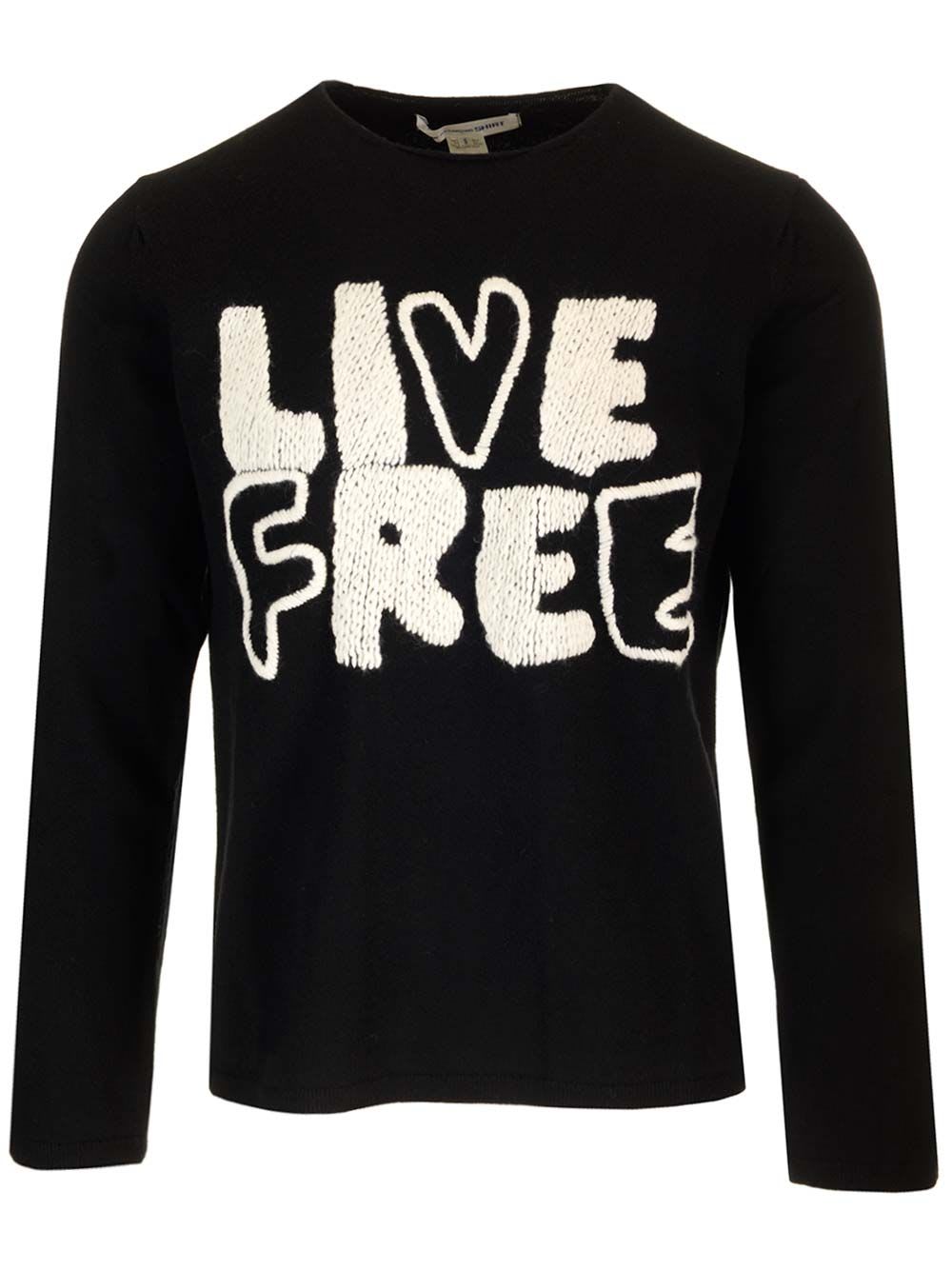 Wool Crewnewck Sweater With live Free Embroidery