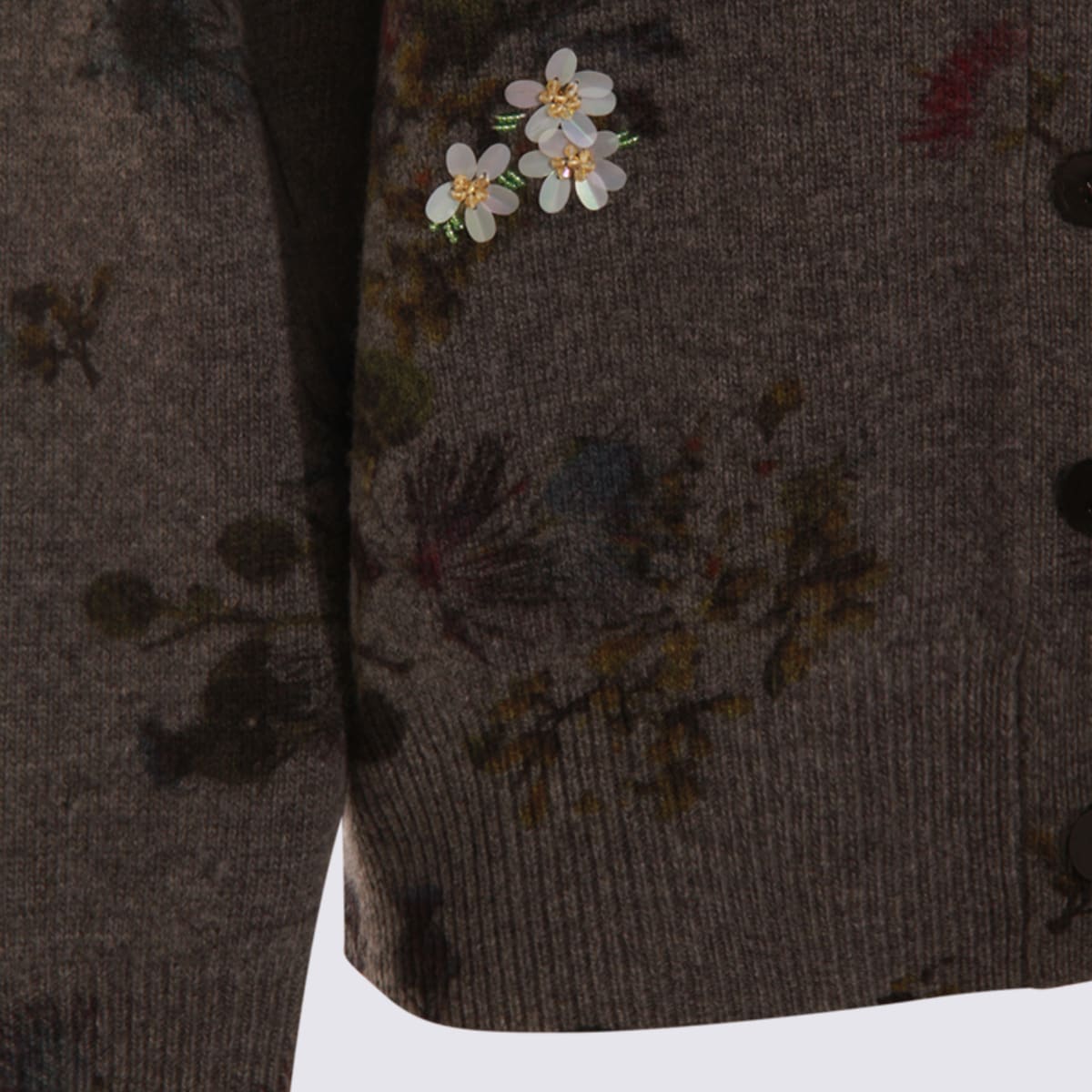 Blumarine Printed Wool Blend Oversize Cardigan In Black