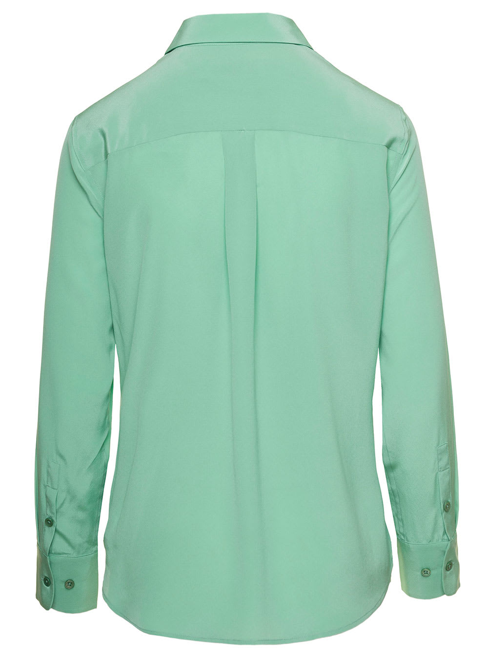 Shop Equipment Mint Green Shirt With Patch Pockets With Flap In Silk Woman