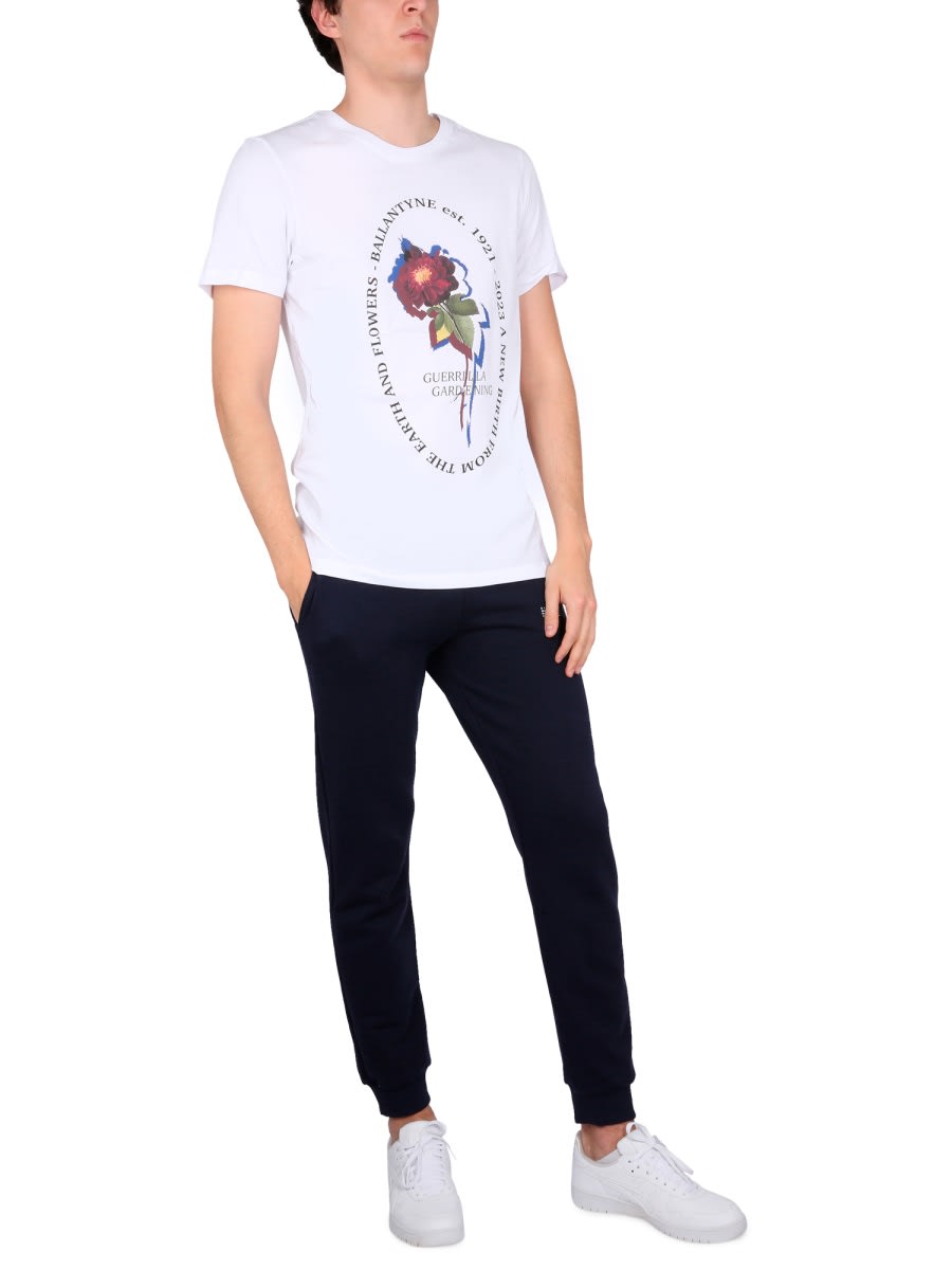 Ballantyne Graphic Print Crewneck T-shirt In White