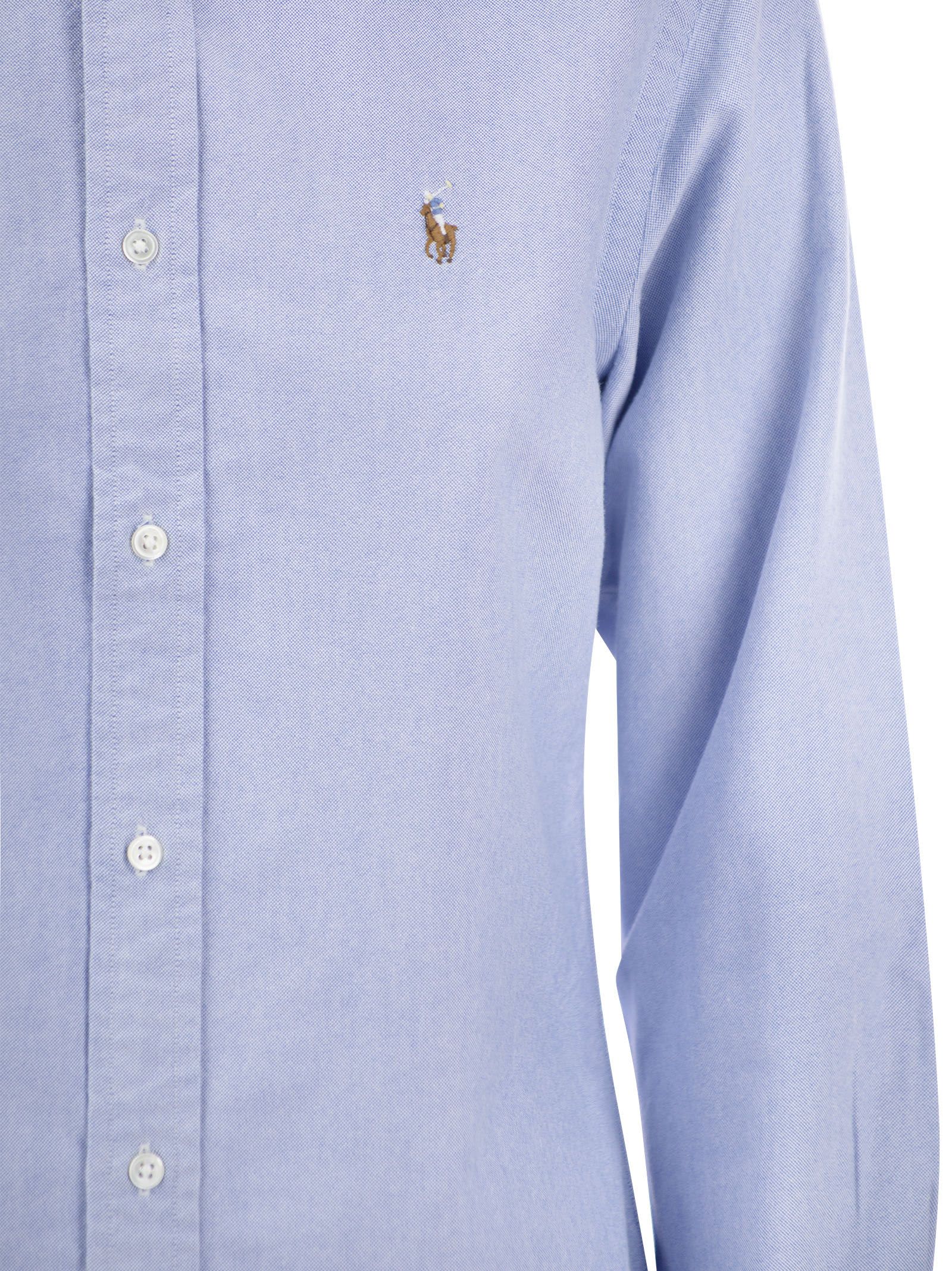 Polo Ralph Lauren Light Blue Shirt With Classic Collar And Pony Embroidery On The Front In Cotton Woman In Light Blue