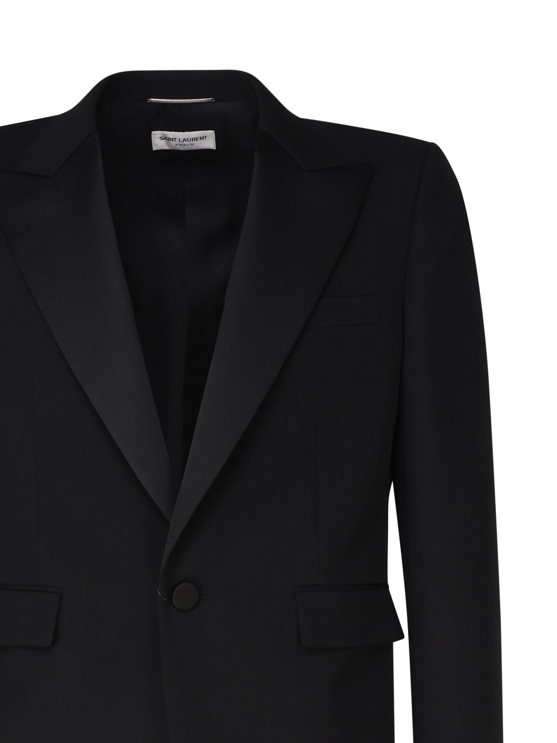 Shop Saint Laurent Grain De Poudre Tuxedo Jacket In Black