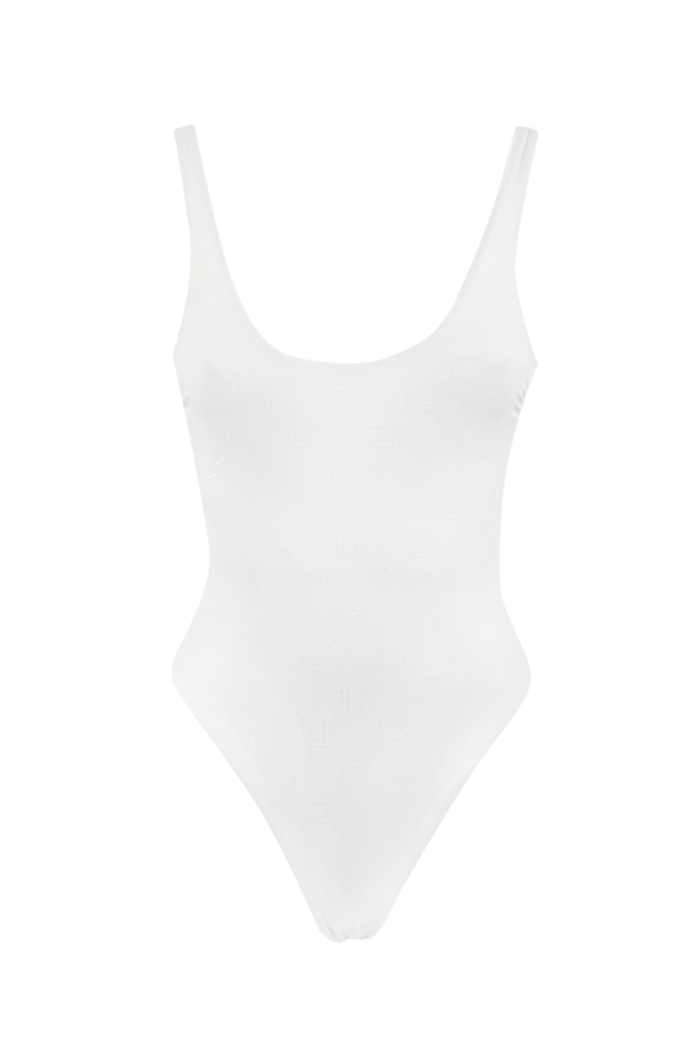Elisabetta Franchi One-piece Swimsuit In Lycra And Rhinestone Logo In Bianco