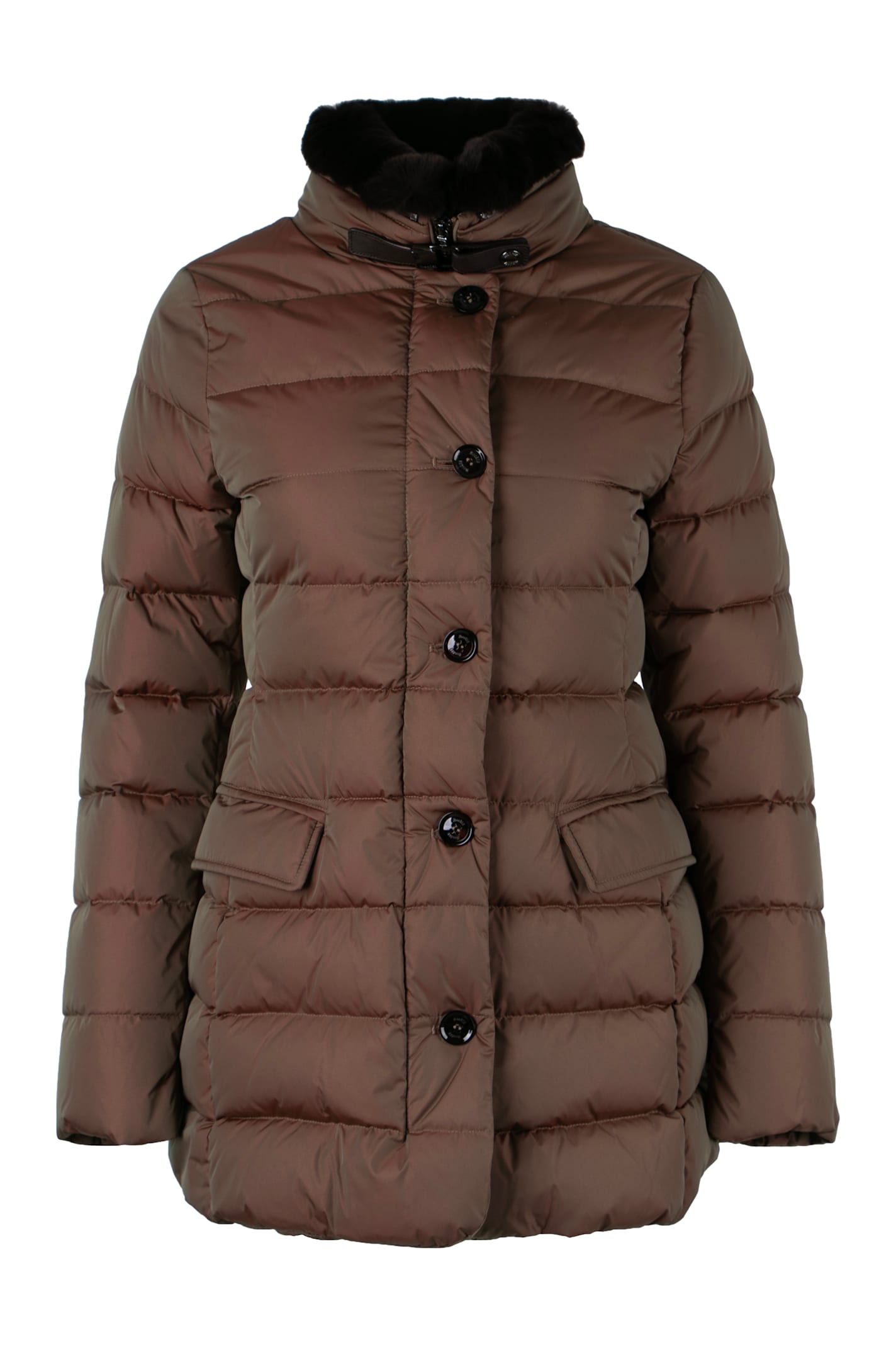 Moorer Eletta Techno Fabric Down Jacket In Mud