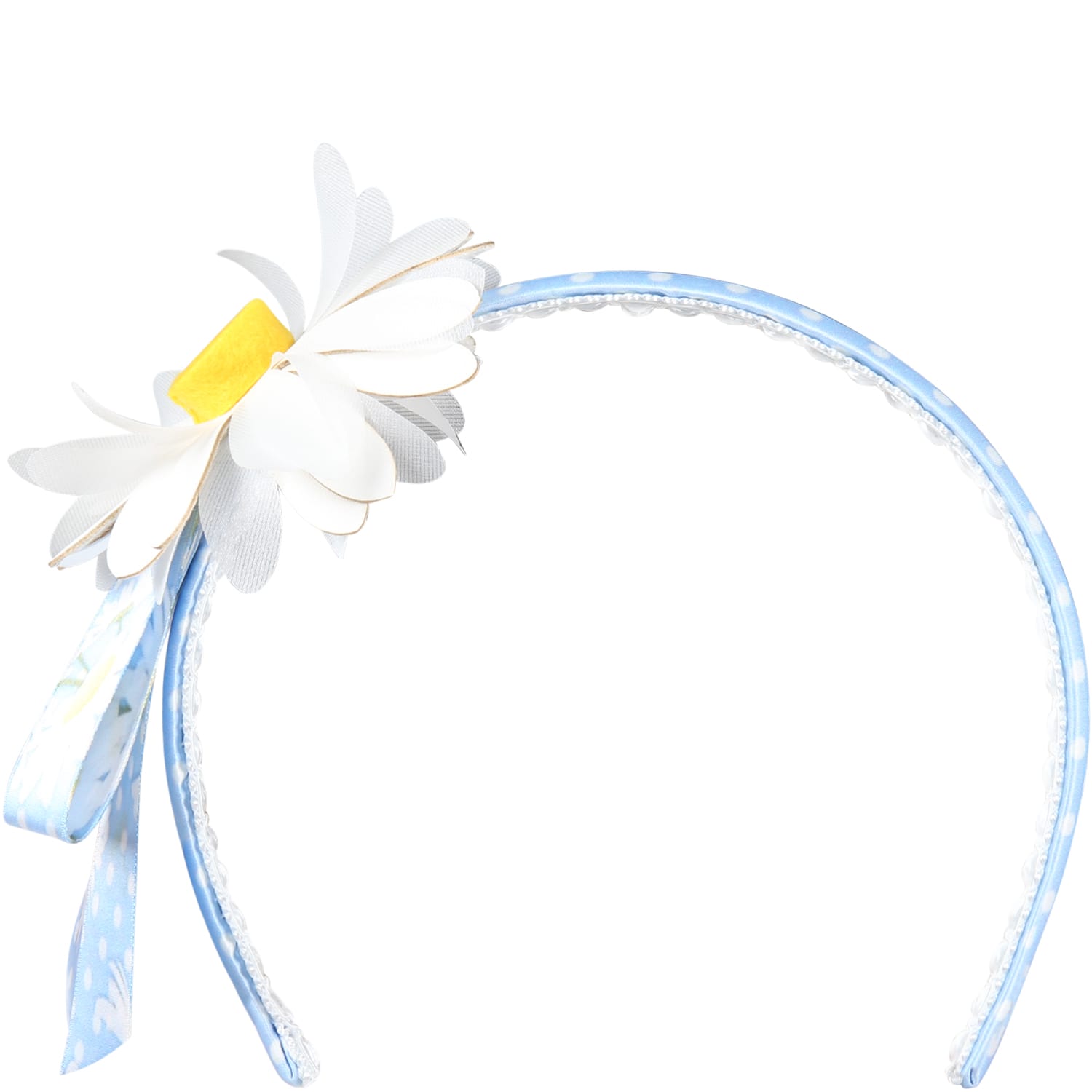Monnalisa Light-blue Hairband For Girl With Daisy