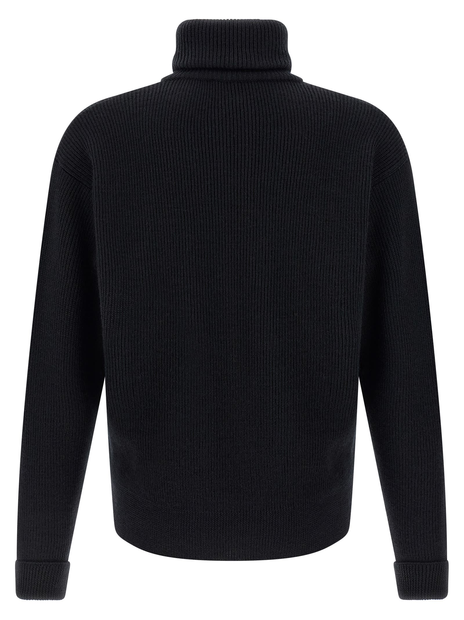 Lemaire Half Zip Sweater In Black