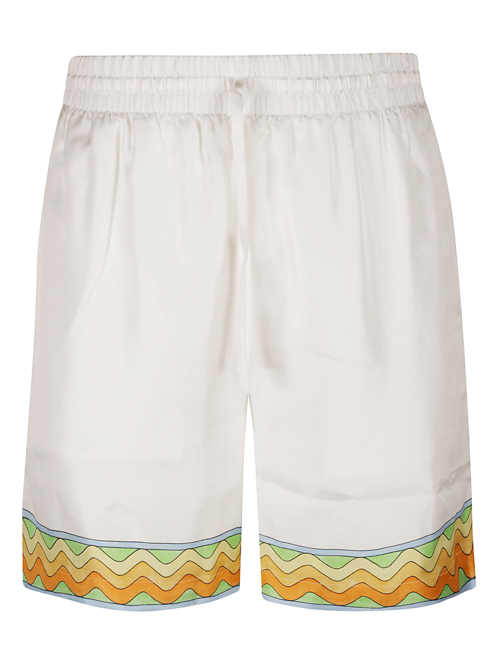 Shop Casablanca Drawstring Waist Shorts In White