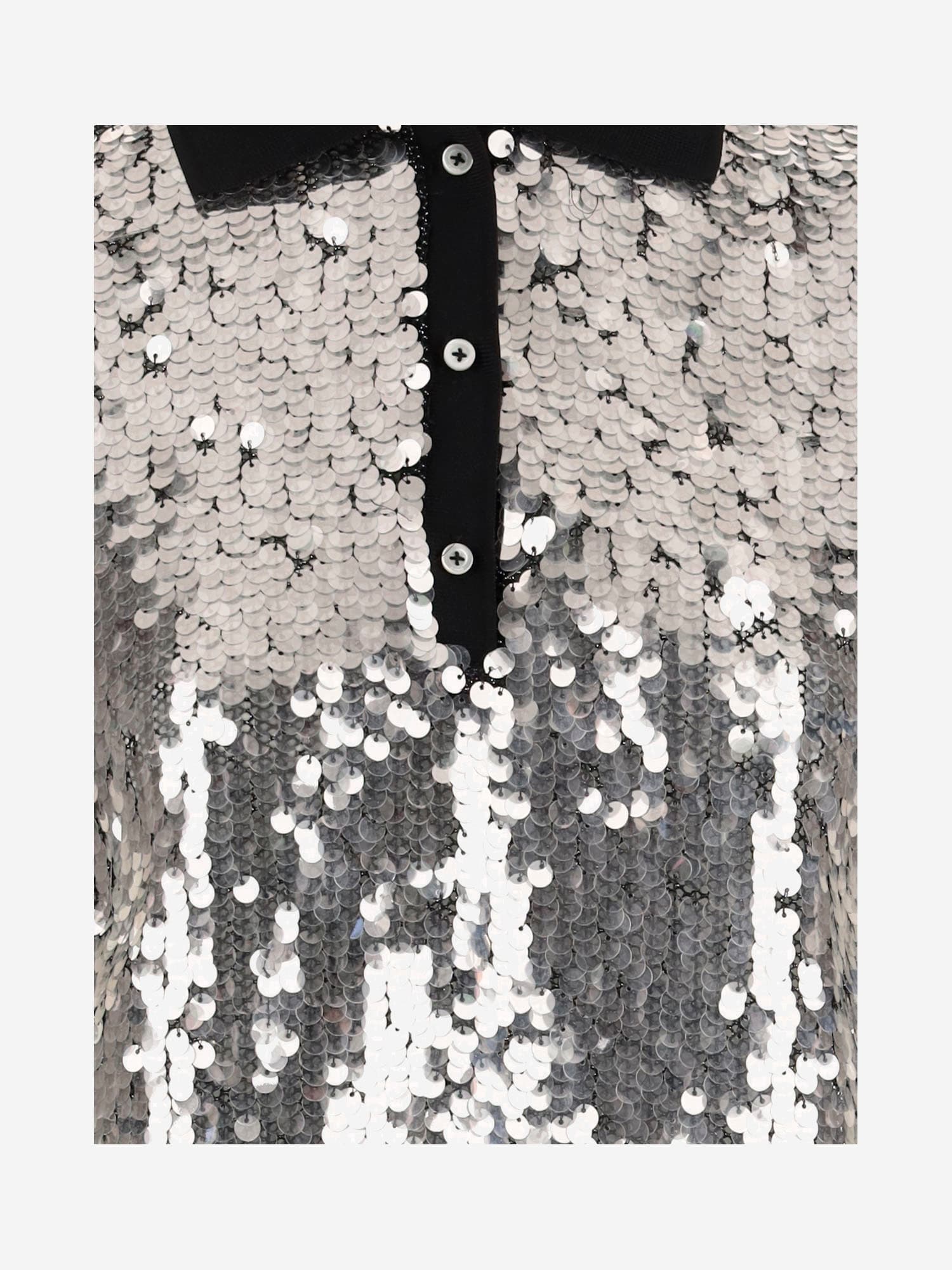 Shop Pinko Sequined Polo Shirt In Silver