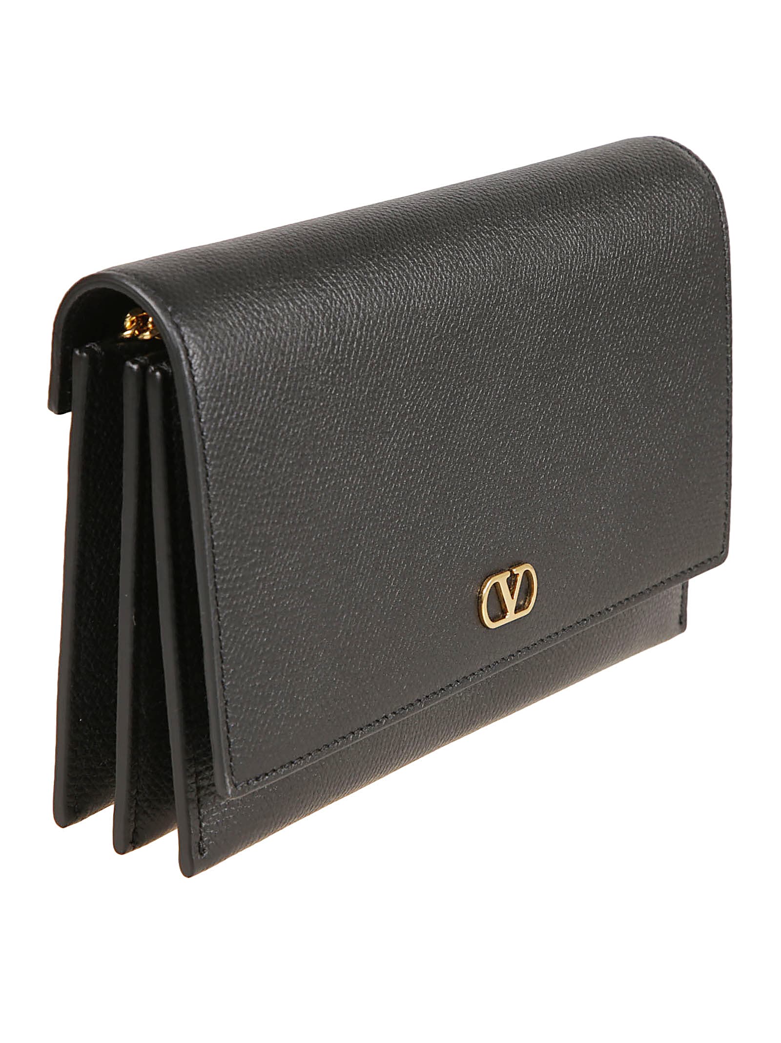 Valentino Signature V-logo Card Case In Black