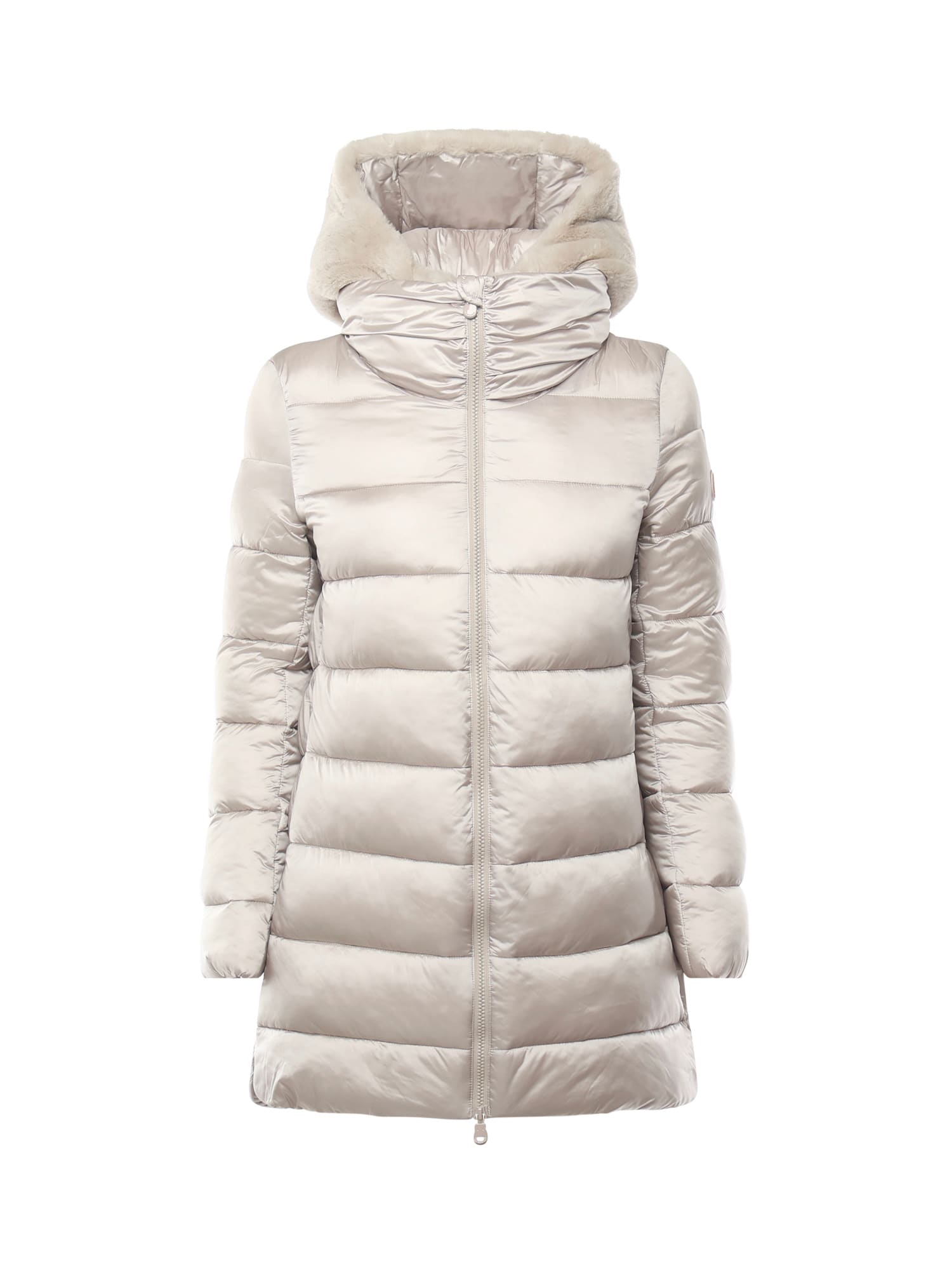 Save The Duck Jade Coat With High Collar In Neutral