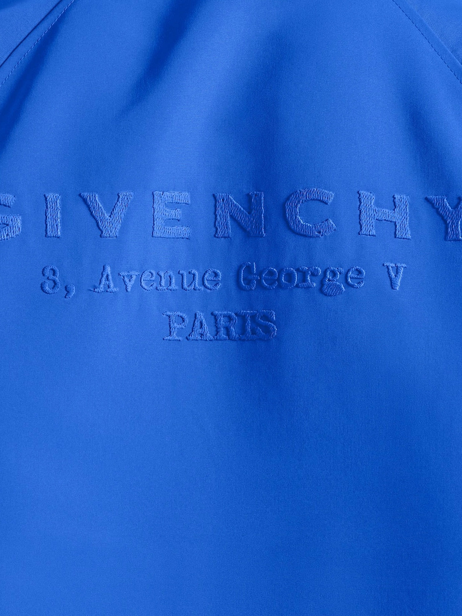 Givenchy Waterproof Nylon Jacket Featuring Pointed Collar In Blue