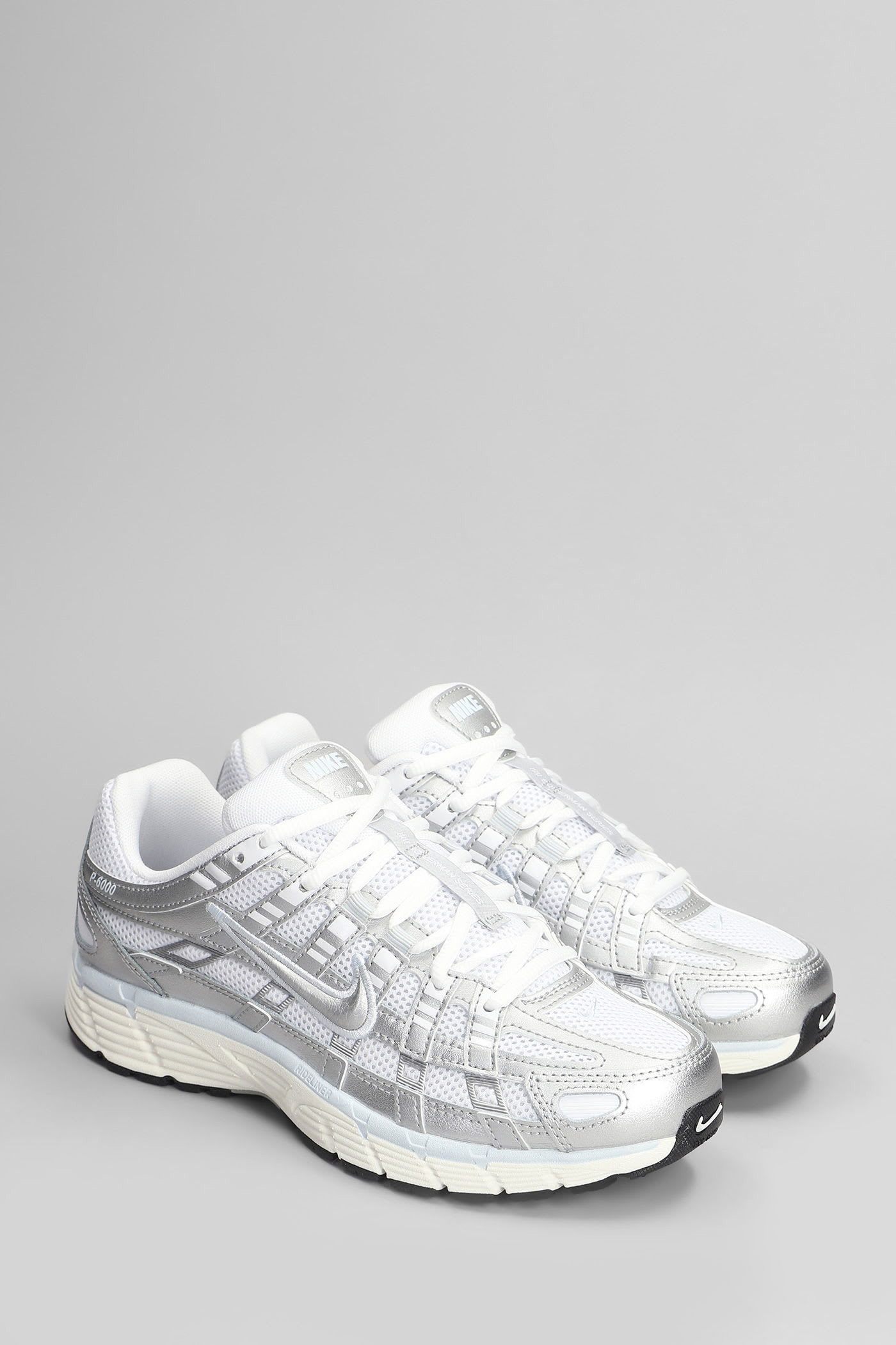 Nike P-6000 Sneakers In Silver Leather And Fabric In Silver