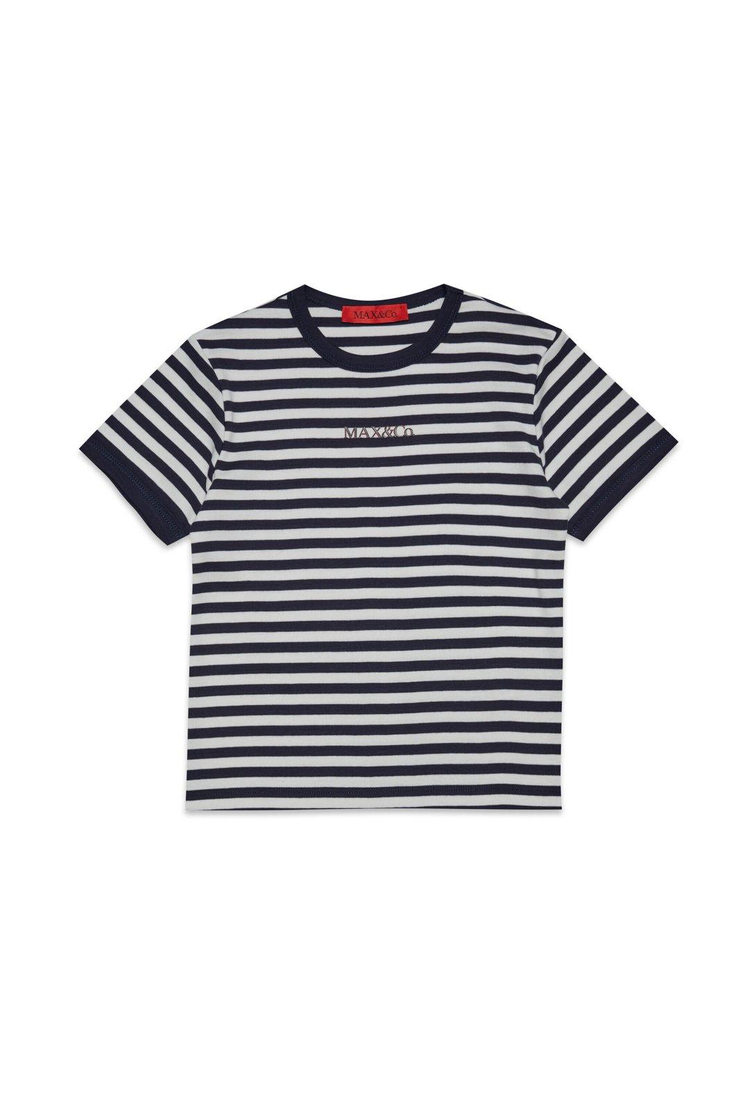 Shop Max&amp;co. Kids Striped Crewneck T-shirt In Blue