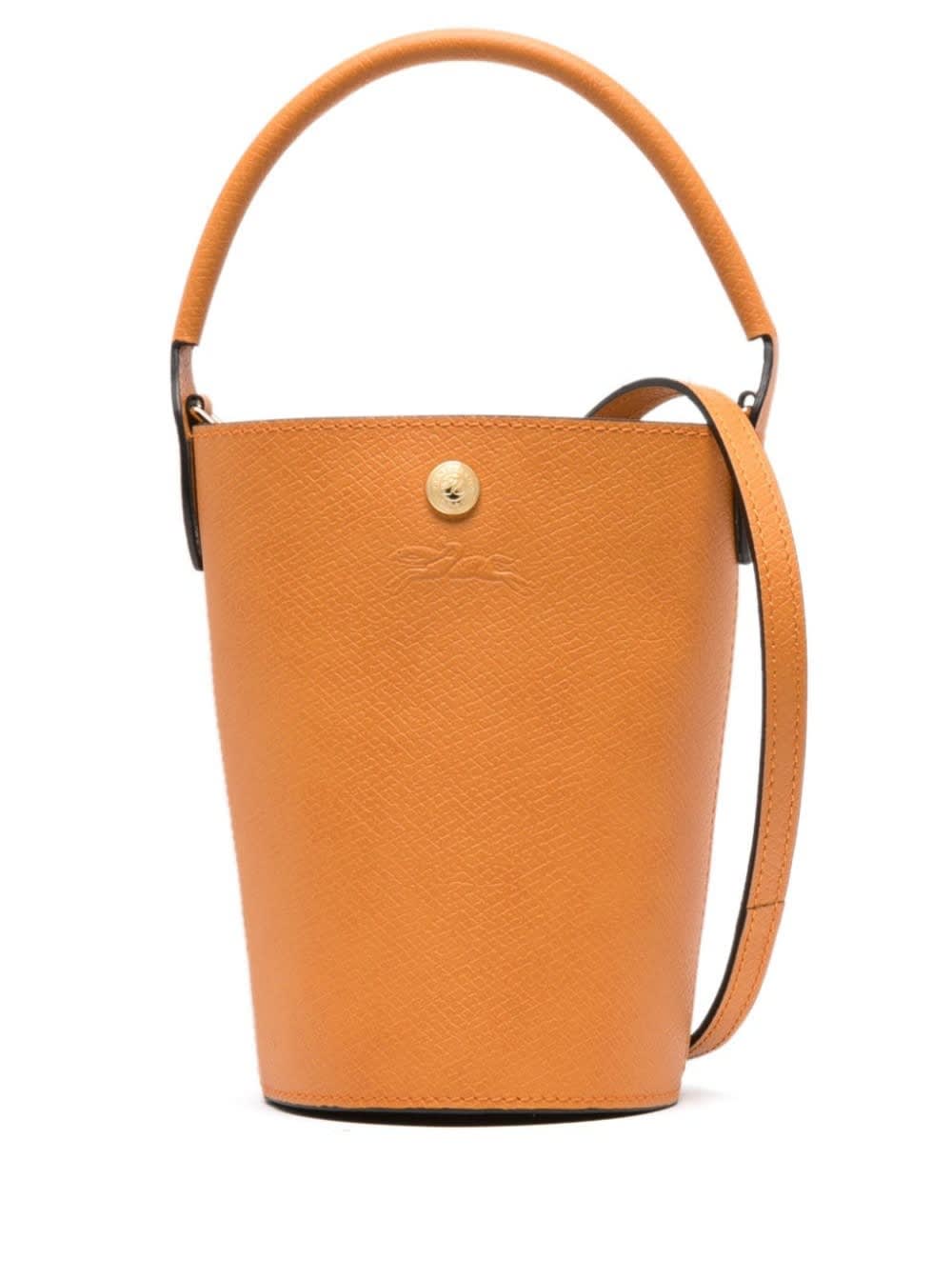 Shop Longchamp Xs Epure Yellow Bucket Bag With Embossed Logo In Leather Woman In Beige