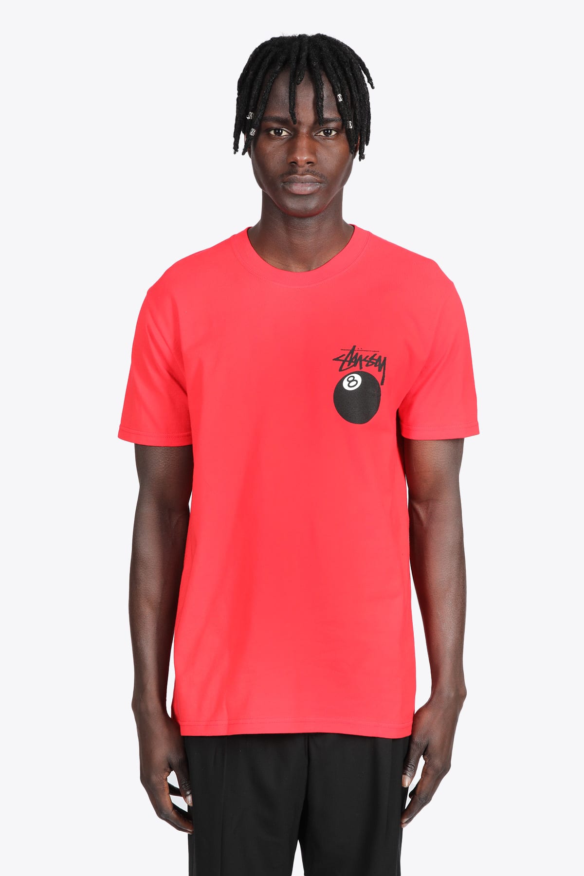 Stussy 8 Ball Tee Red cotton t-shirt with 8 ball grahic - 8 ball tee