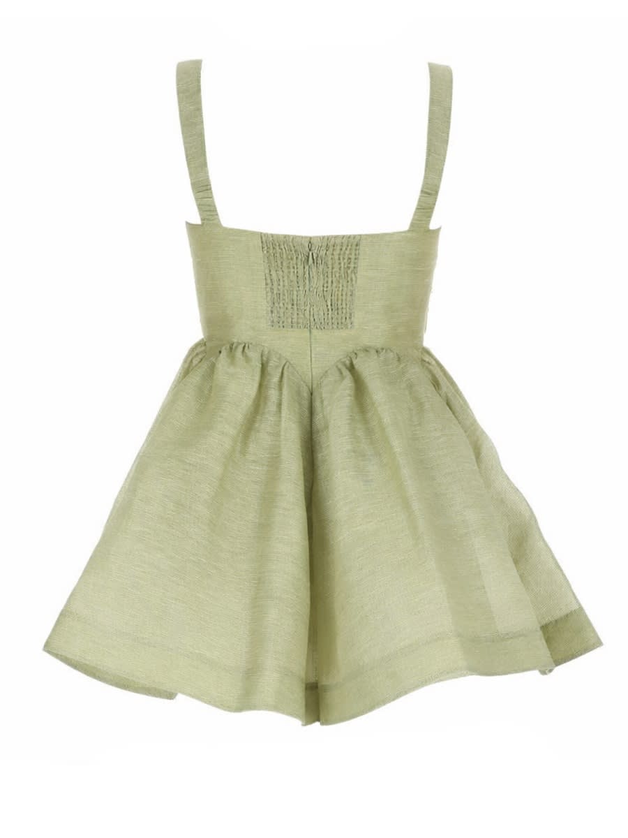 Zimmermann Rebellion Linen And Silk Organza Minidress In Animal Print