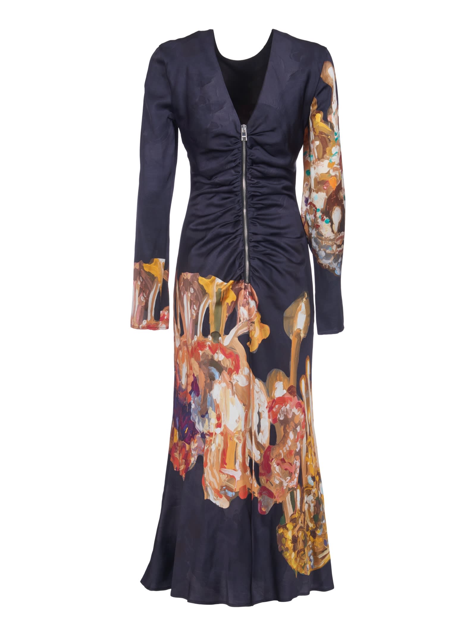 Msgm X Jan De Vliegher Woman Maxi Dress Midnight Blue Size 6 Viscose In Black