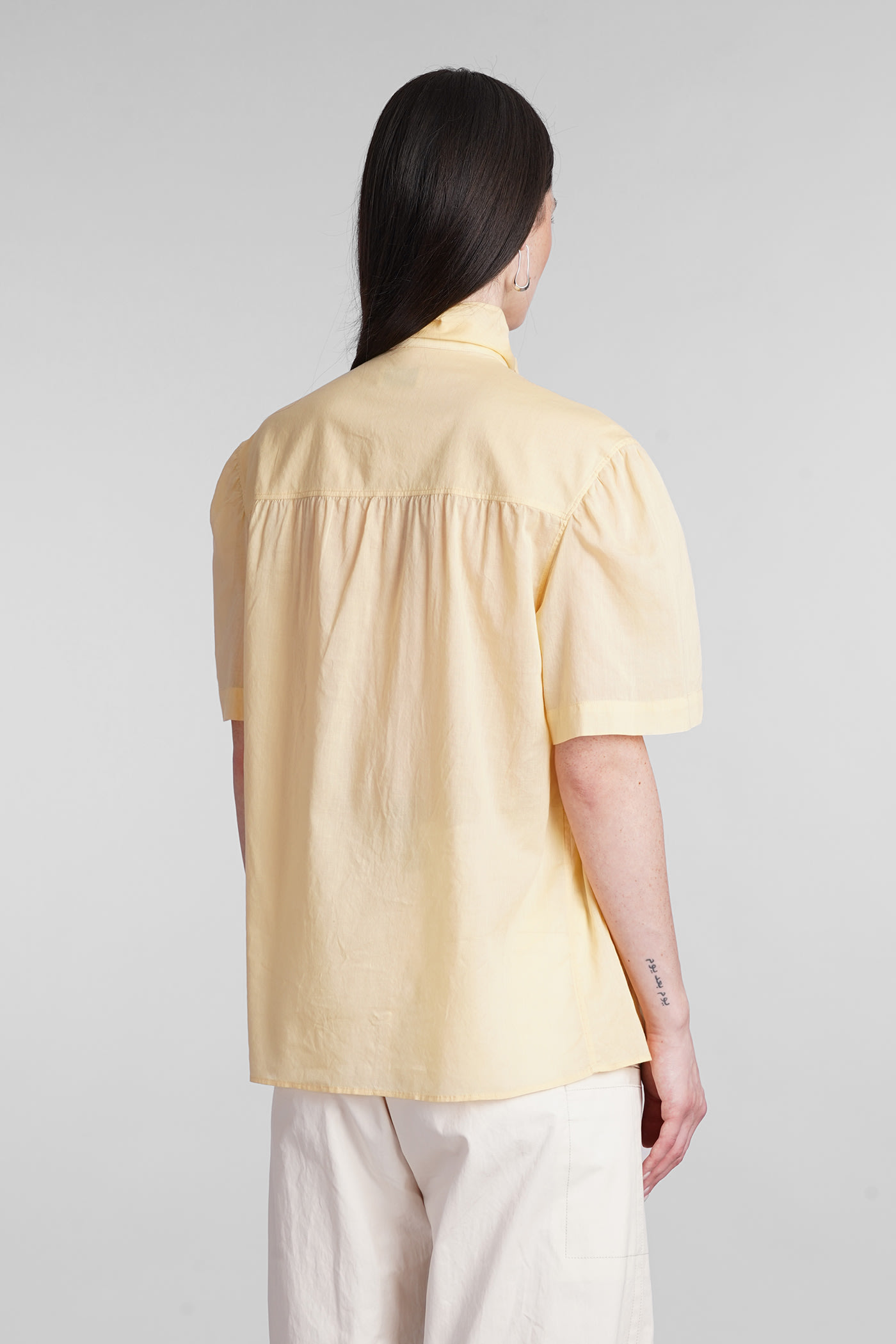 Shop Lemaire Shirt In Yellow Cotton In Ice Apricot