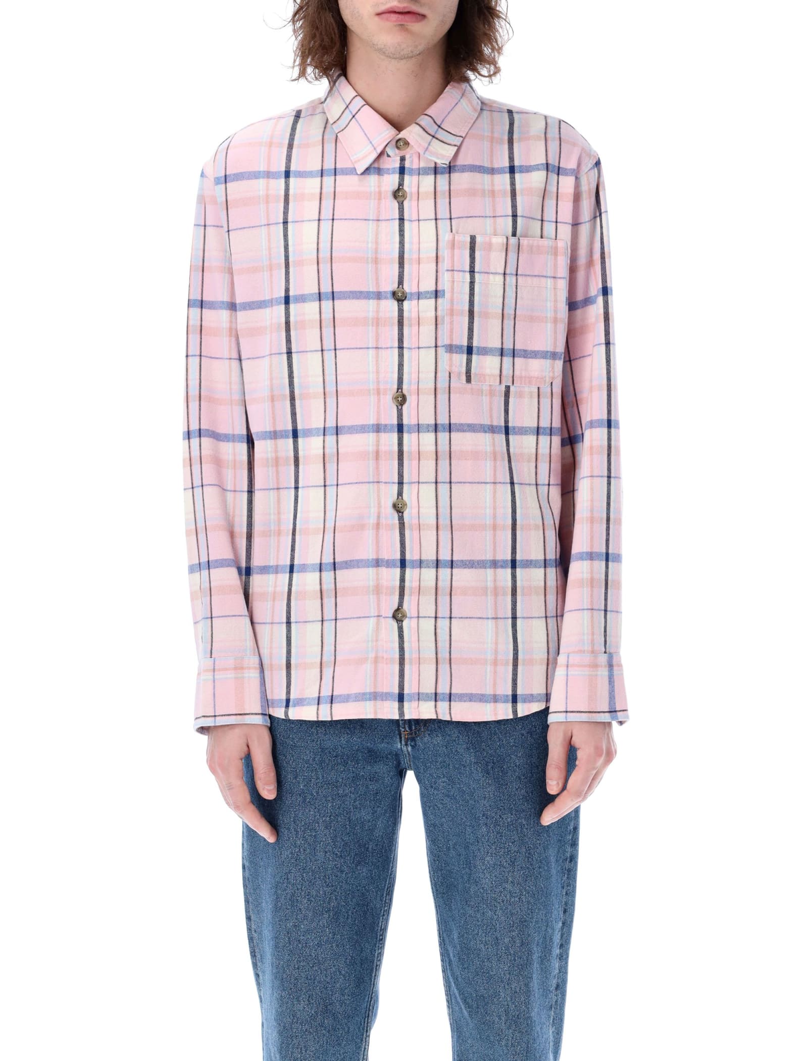 Apc Basile Check Shirt In Pink