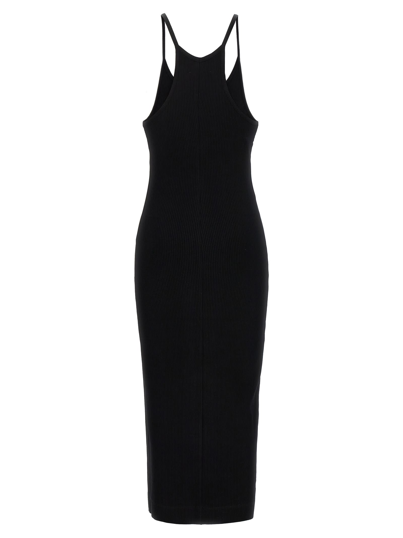 Shop M05ch1n0 Jeans Ribbed Midi Dress  In Black