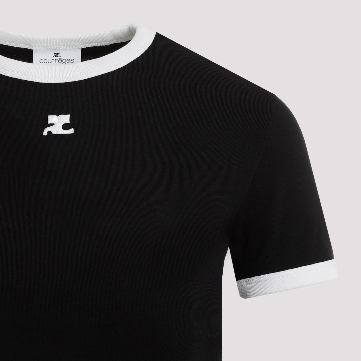 Courrèges Reedition Bumpy Contrast T-shirt In Black