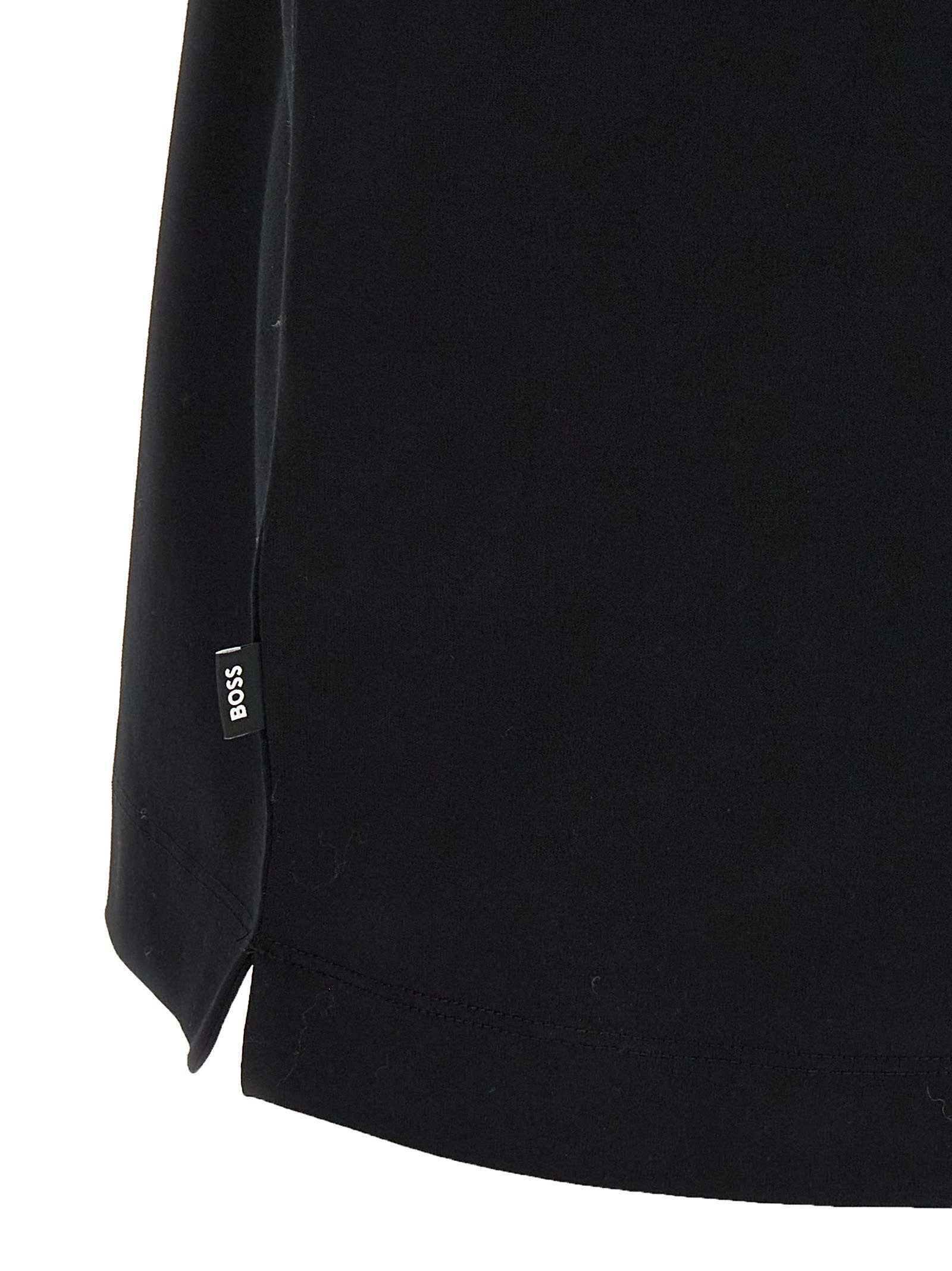 Hugo Boss Mercerized Cotton Polo Shirt With Contrast Zip In Black