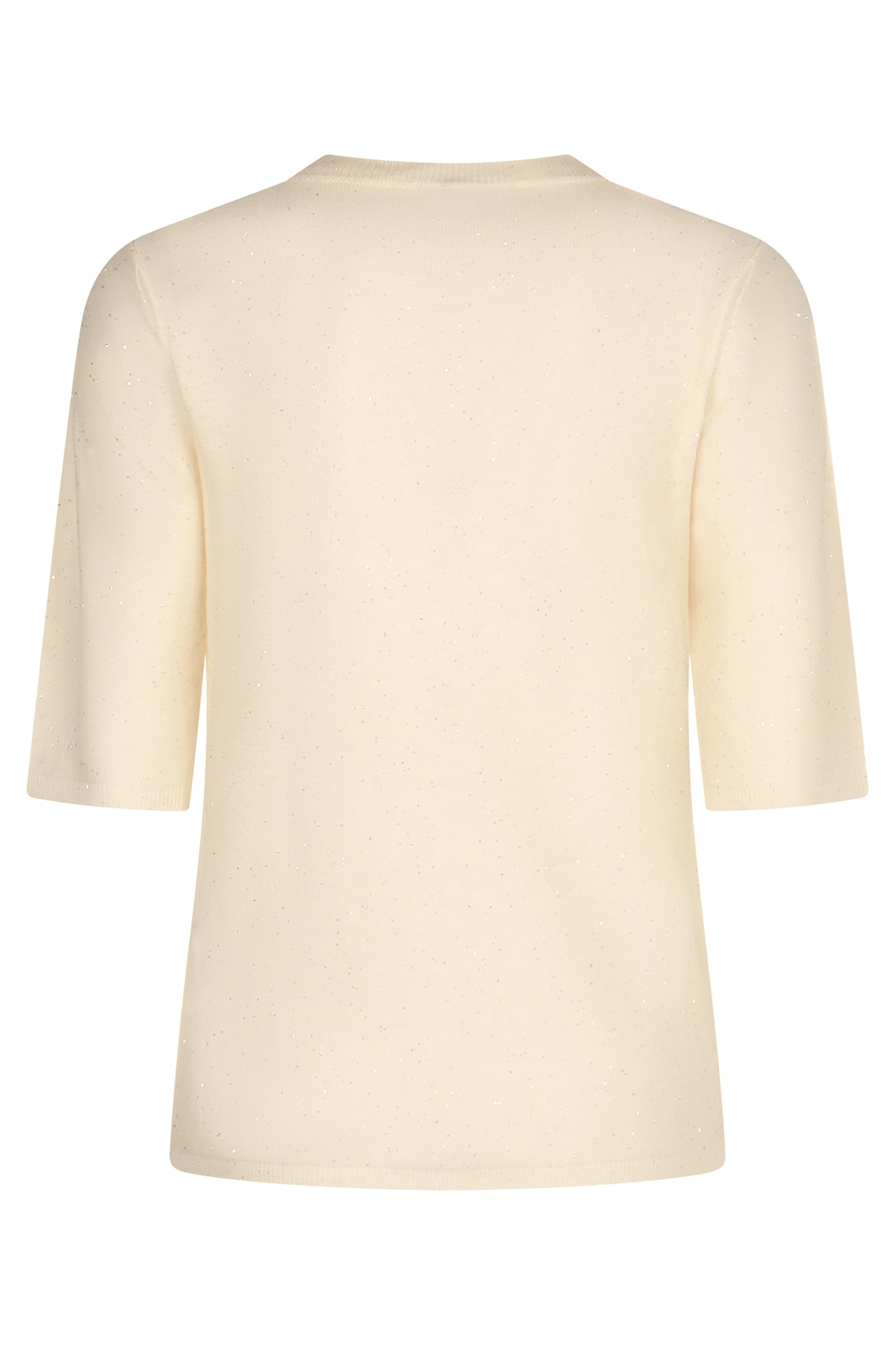 Fabiana Filippi Lightweight Short Sleeve Sweater Ivory In Animal Print