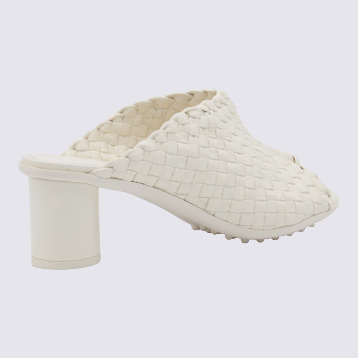 Shop Bottega Veneta White Leather Atomic Mule Sandals