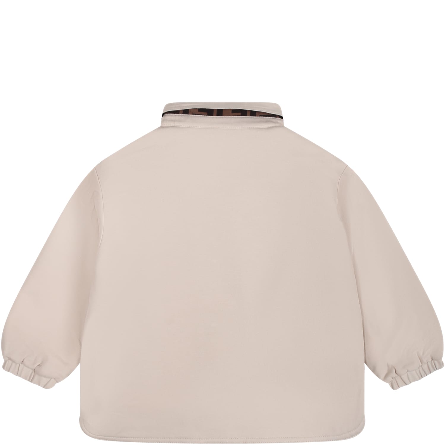 Shop Fendi Reversible Beige Jacket For Baby Boy With Logo And Ff