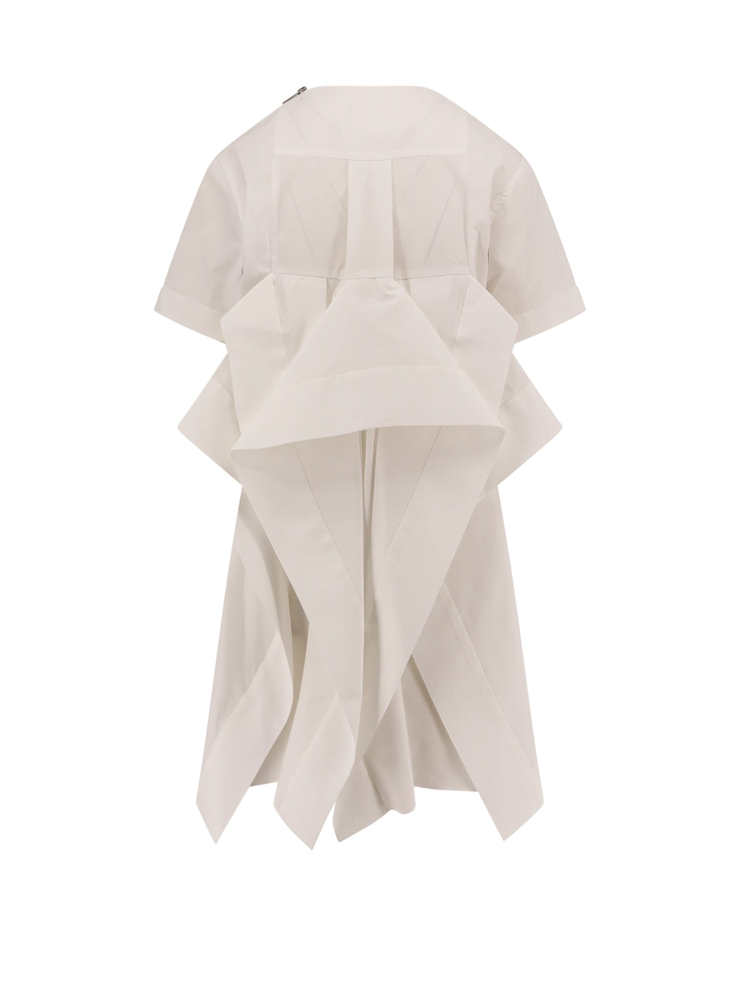 Sacai Dress With Draped Cotton Inserts On The Back In White