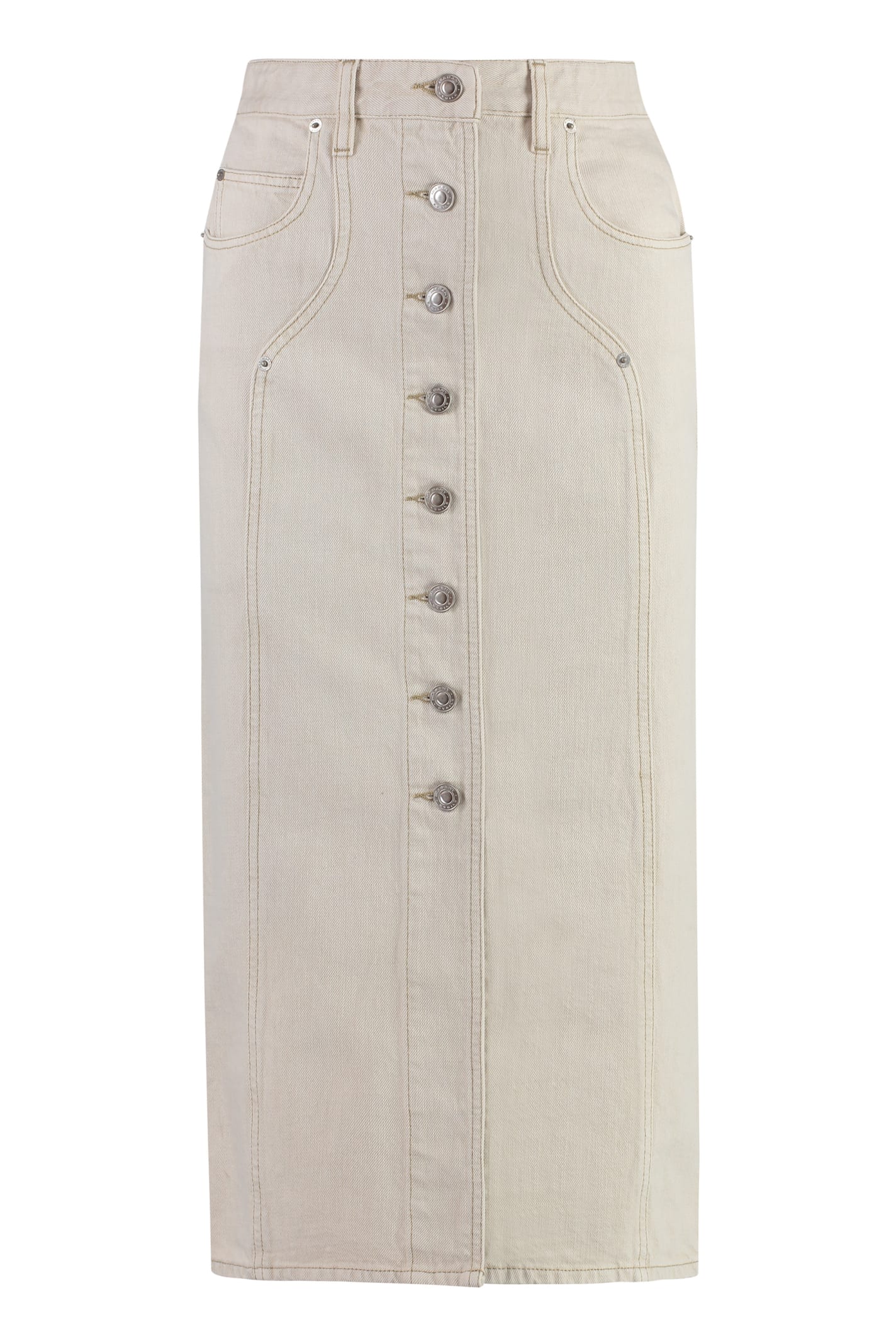 Shop Marant Etoile Vandy Denim Skirt In Ecru