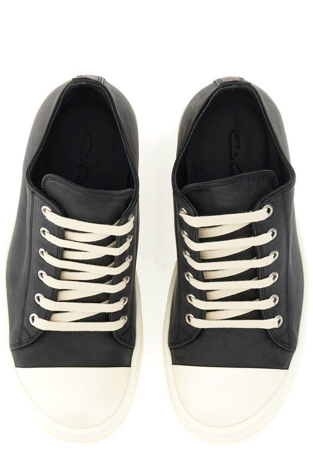 Shop Rick Owens Round-toe Lace-up Sneakers In Nero