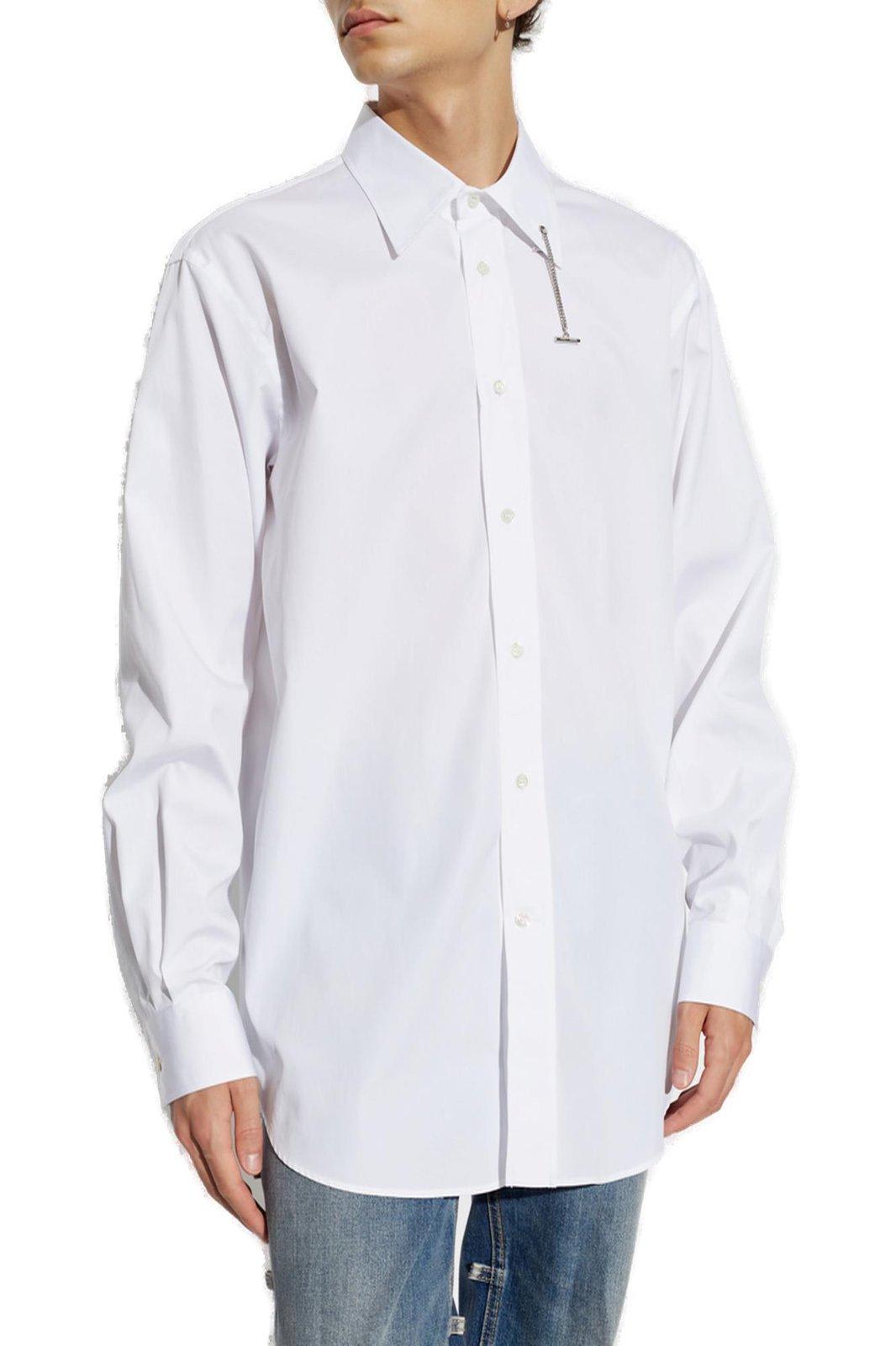Alexander Mcqueen Classic Tailored Poplin Shirt For Men In Opticalwhite