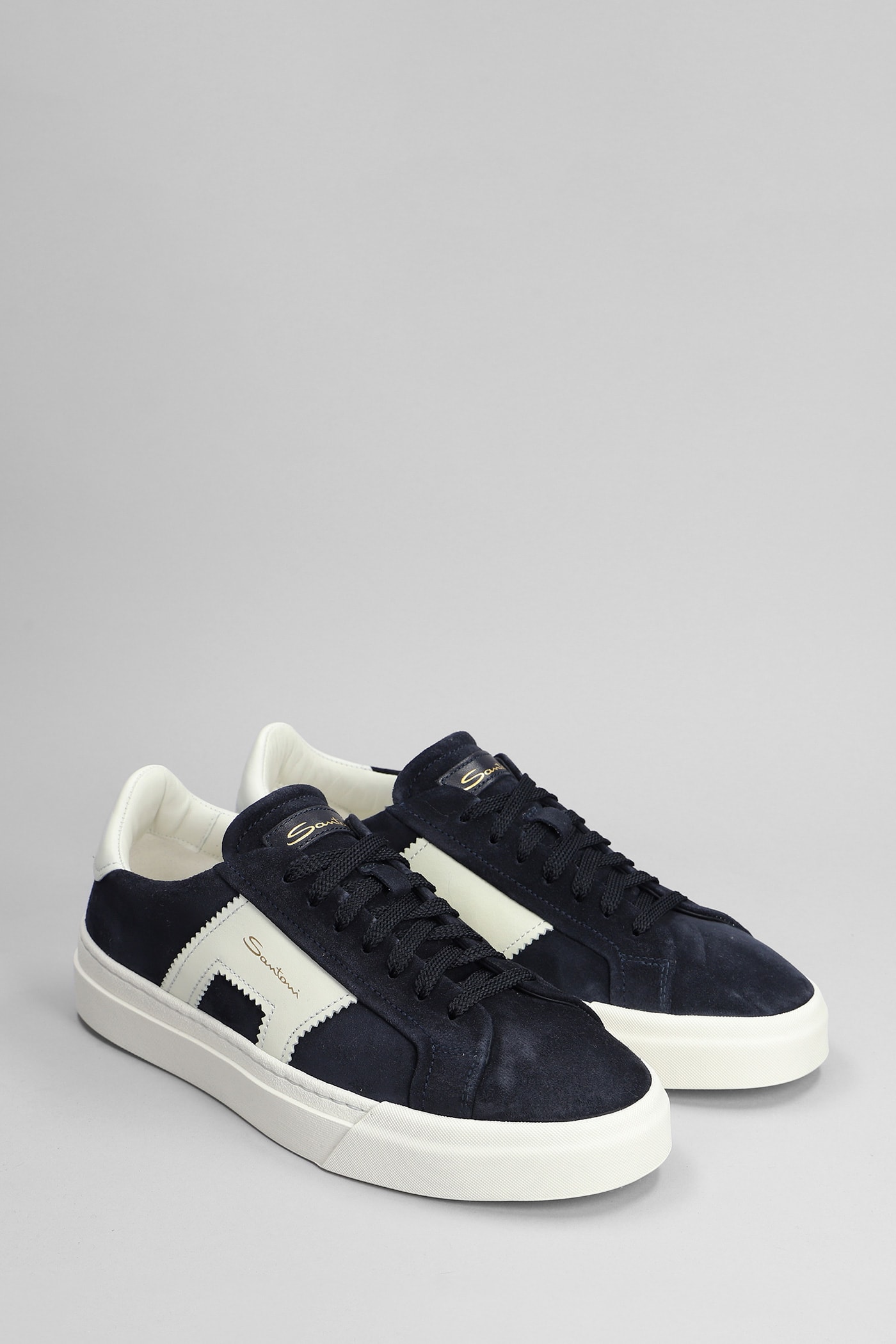 Shop Santoni Dbs1 Sneakers In Blue Suede