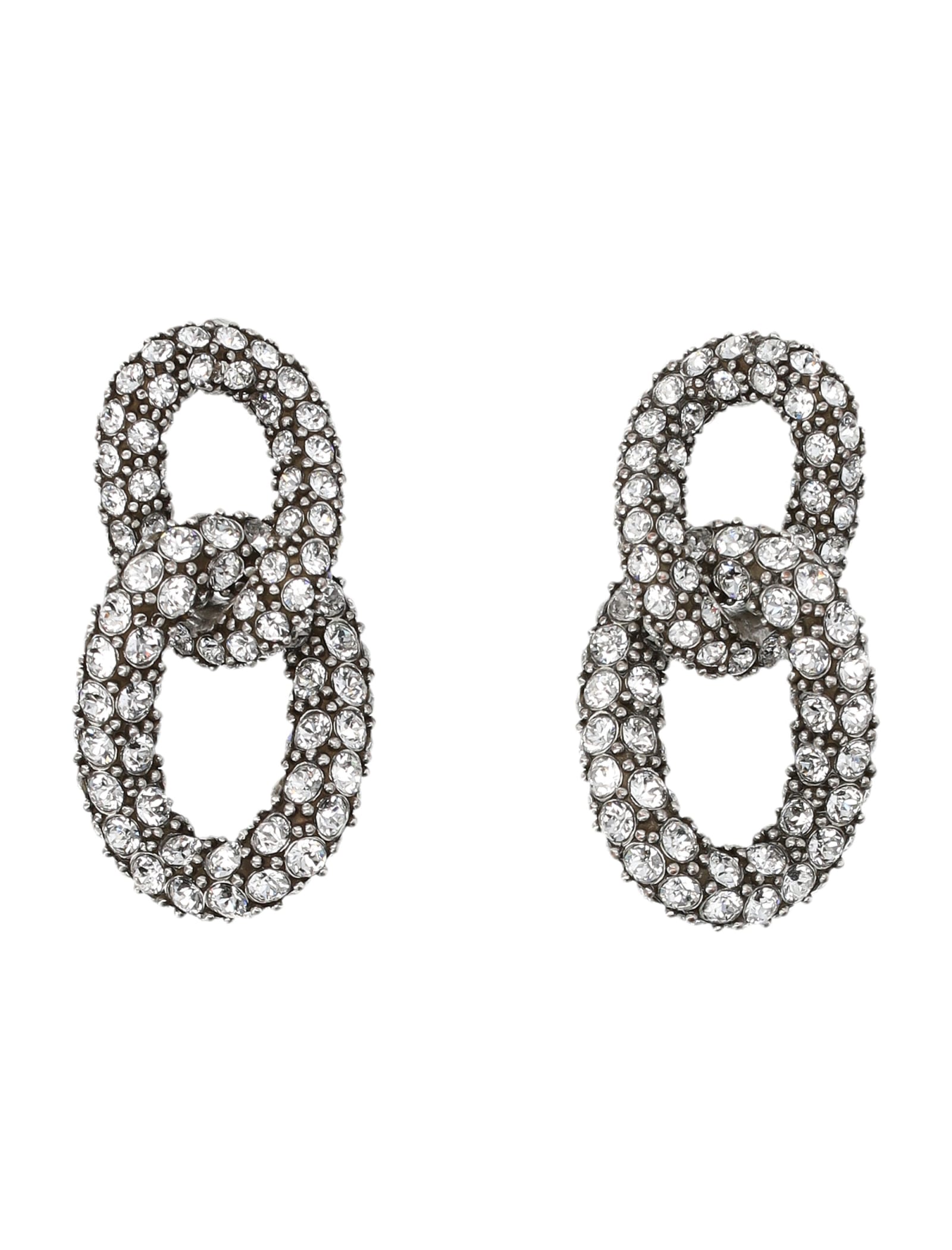 Shop Isabel Marant Double Hoop Crystal Earrings In Silver