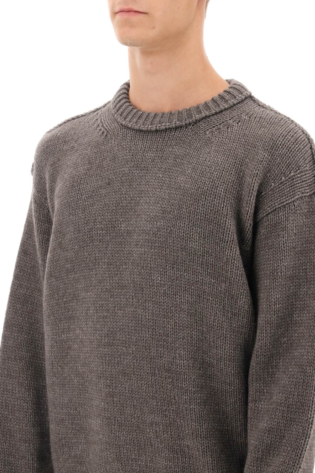 Shop Lemaire Wool And Alpaca Blend Sweater In Grey