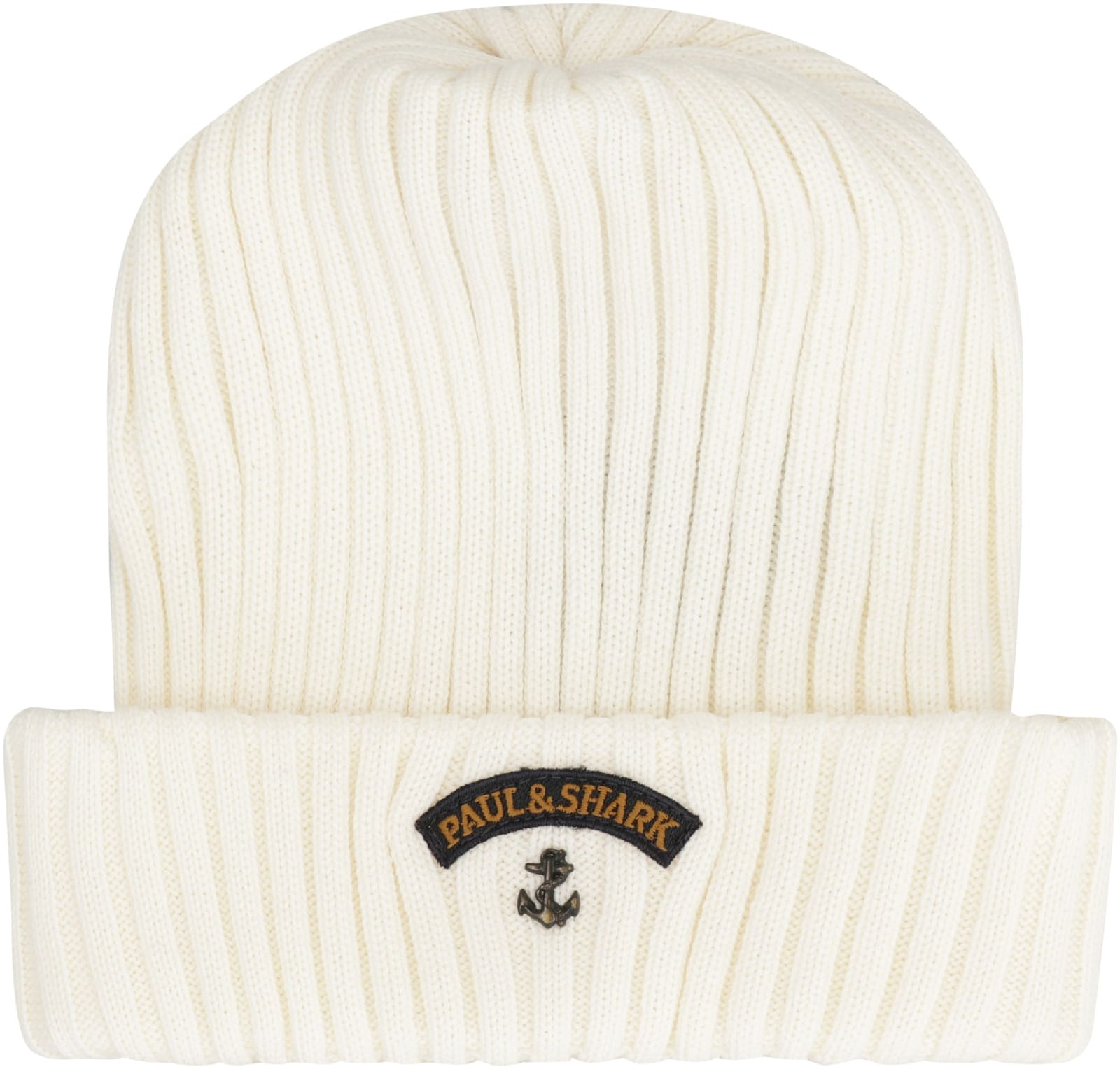 Paul&shark Ribbed Wool Beanie In Neutral