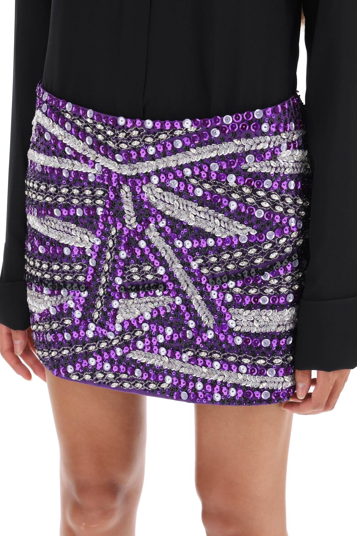 Shop Des Phemmes Miniskirt With Appliques In Violet (purple)