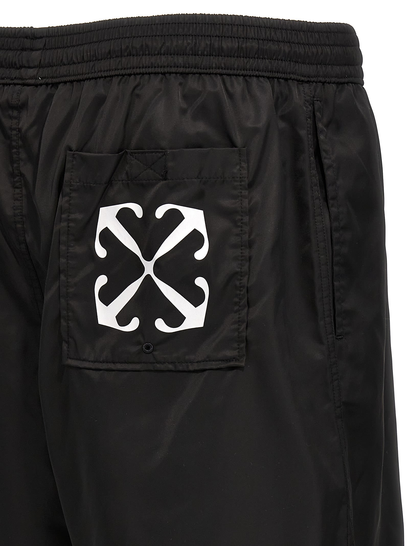 Shop Off-white Arrow Surfer Swim Shorts In White/black