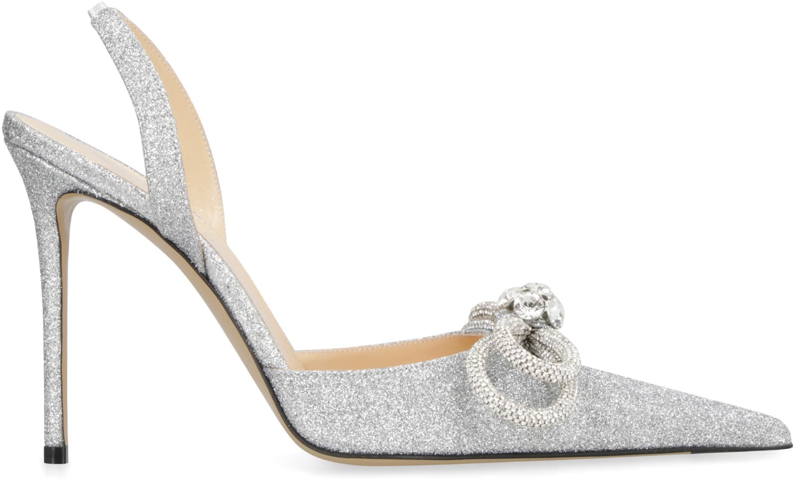 Shop Mach &amp; Mach Pumps Embellished Pointy-toe Slingback Pumps In Silver