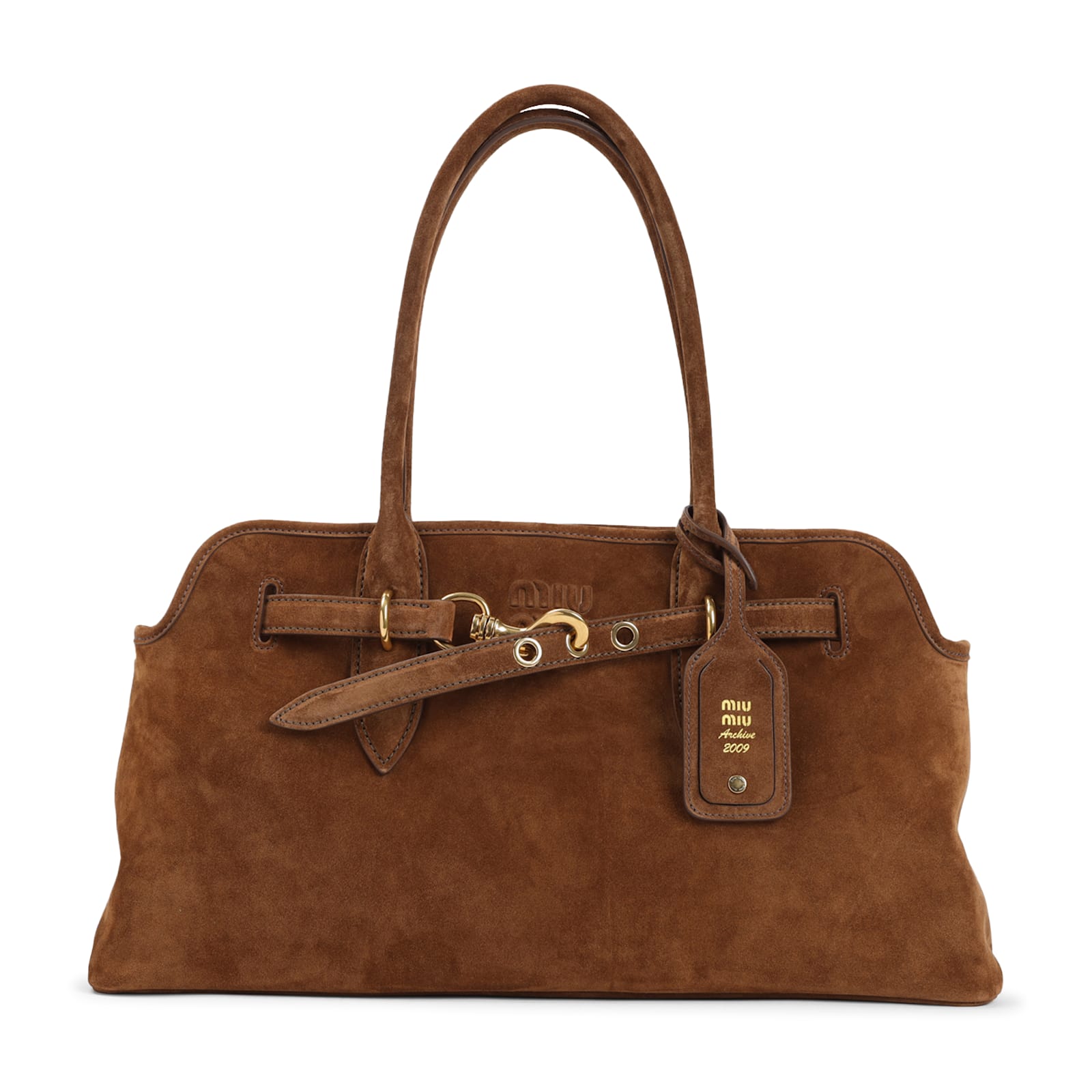 Miu Miu Adventure Lamb Leather Shoulder Bag In Brown