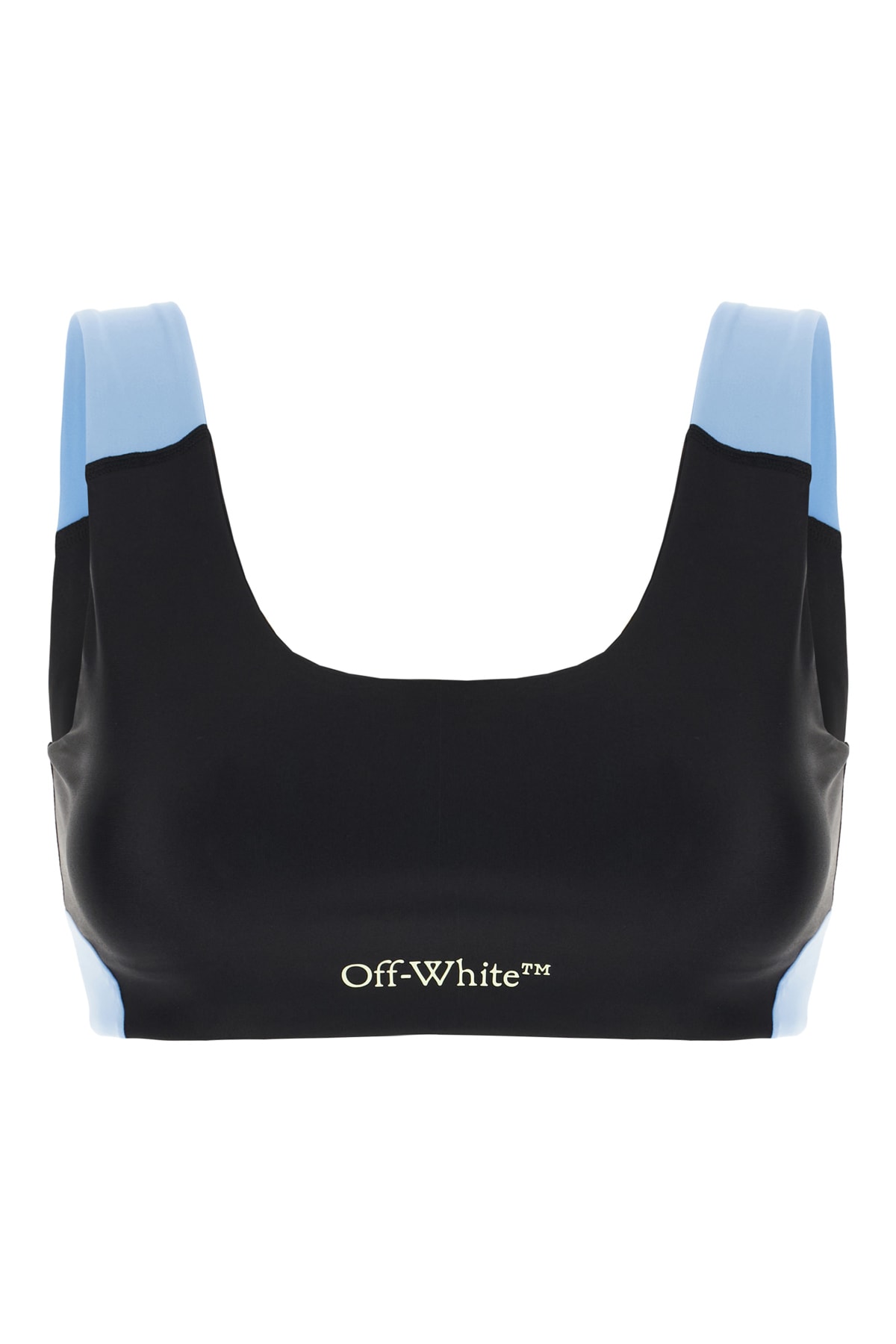 Off-white Two-tone Stretch Nylon Top In Black Light Blue