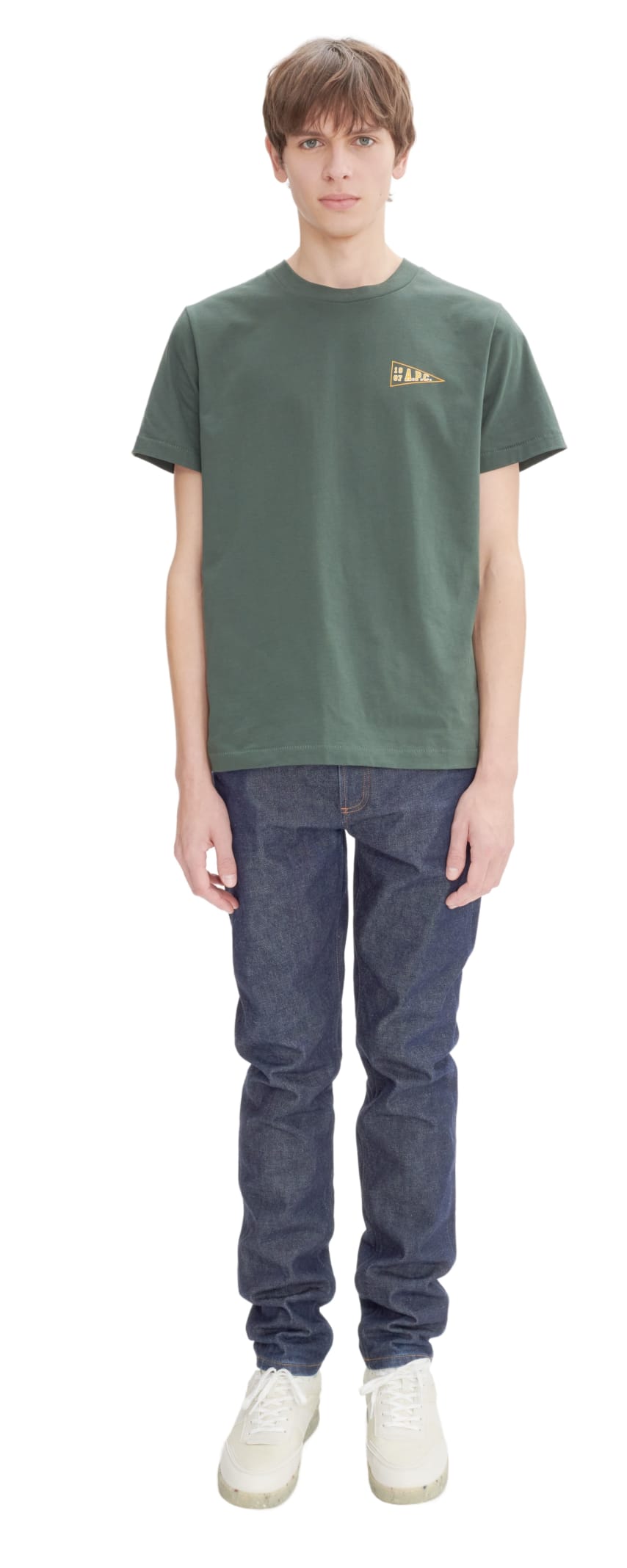 Apc Logo-print T-shirt In Kaf Vert Fonce