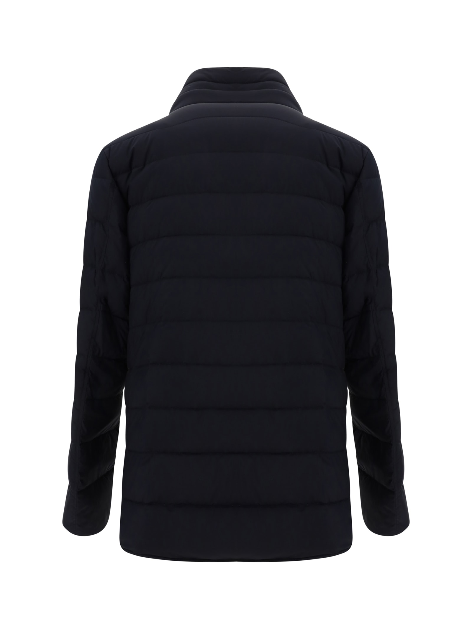 Herno Quilted Padded Double Layer Down Jacket In Nero