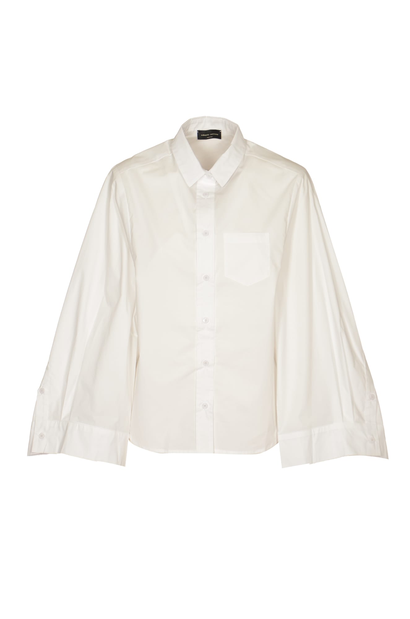 Wide-sleeved Patched Pocket Flare Shirt