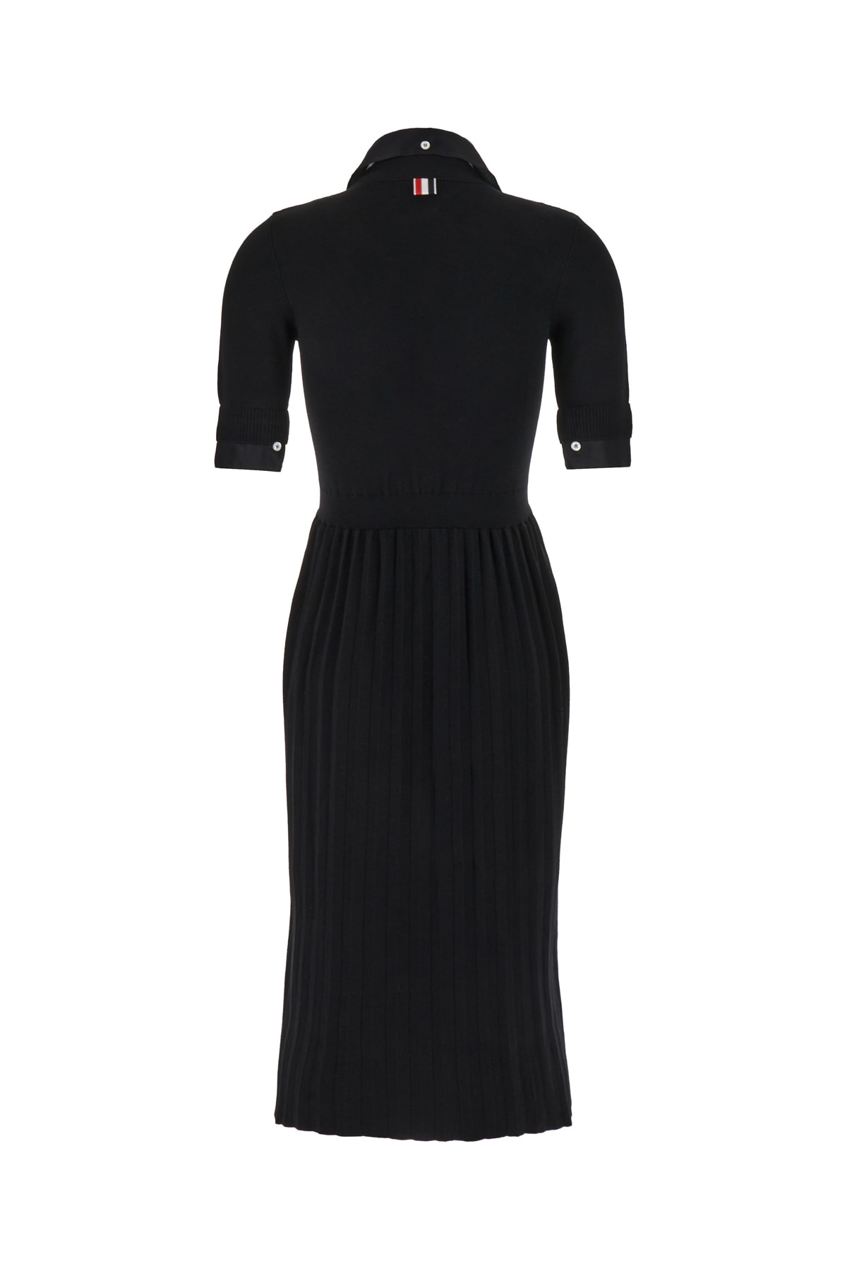 Shop Thom Browne Black Stretch Wool Blend Dress In 001