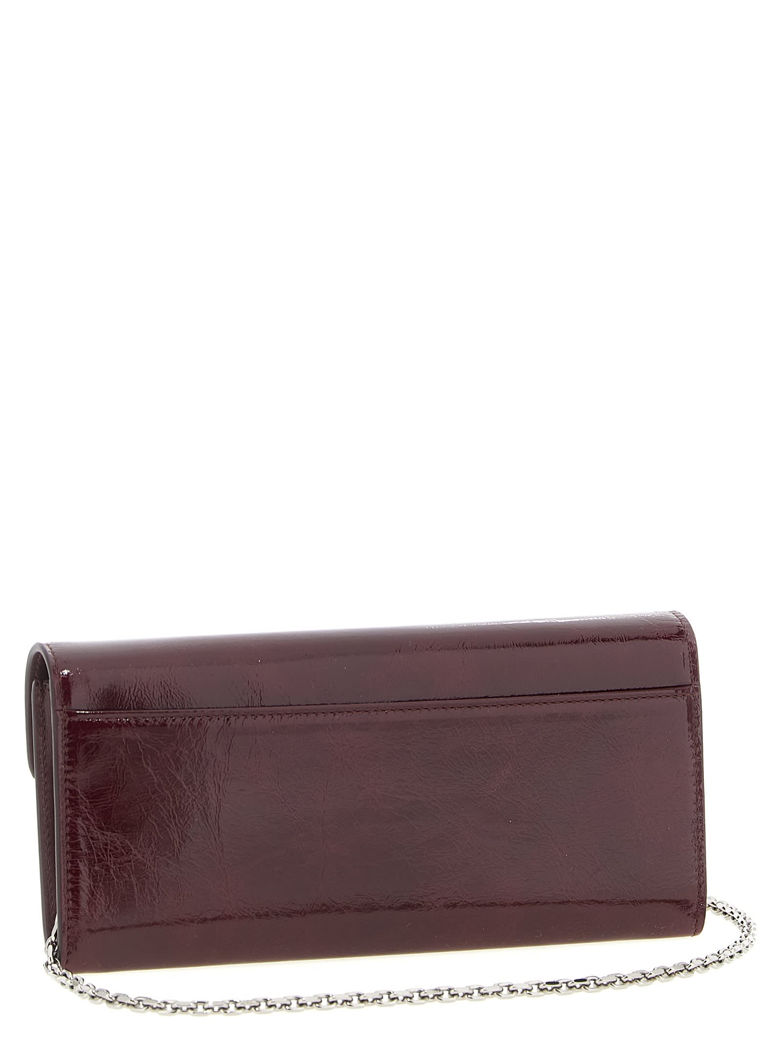 Roger Vivier Glossy Chain Strap Wallet With Metal Buckle In Purple