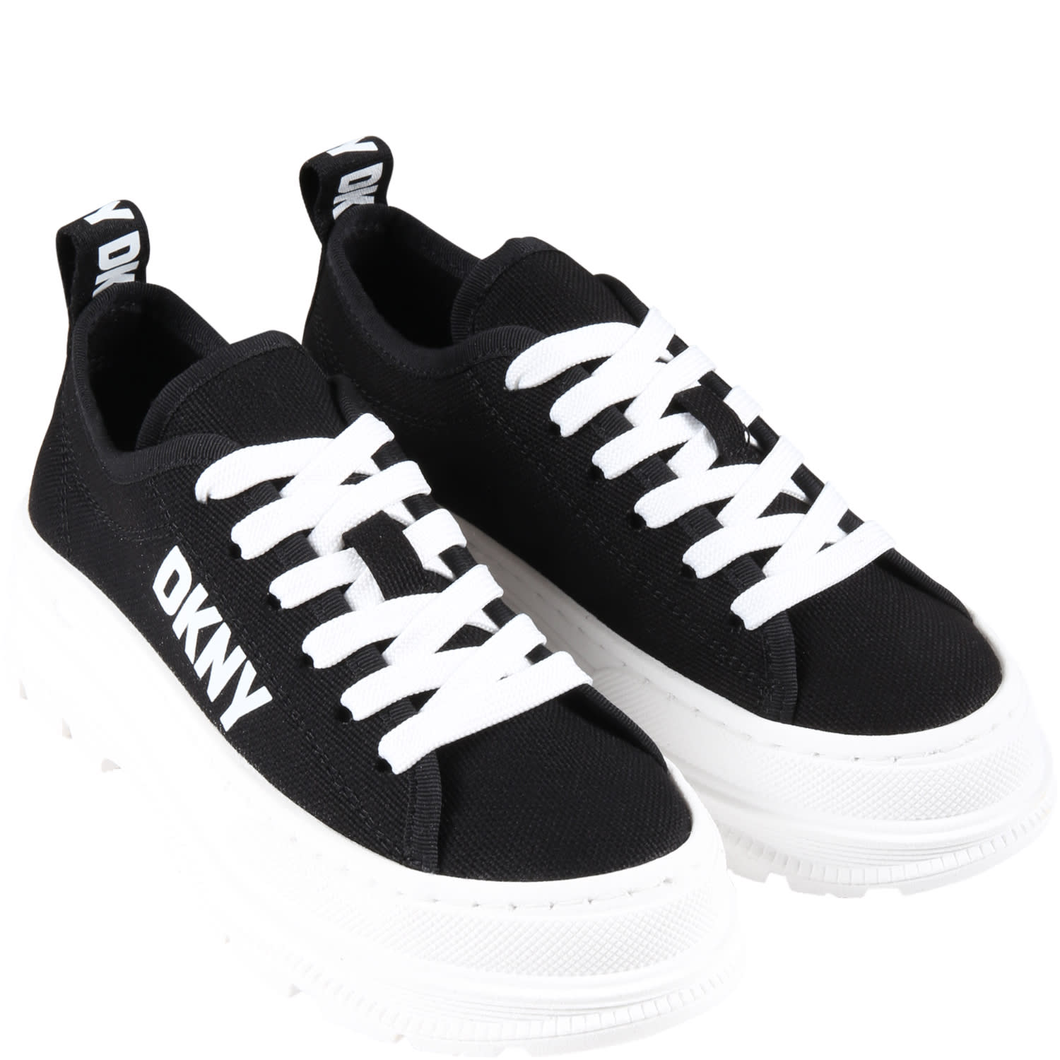 DKNY BLACK SNEAKERS FOR GIRL WITH WHITE LOGO 